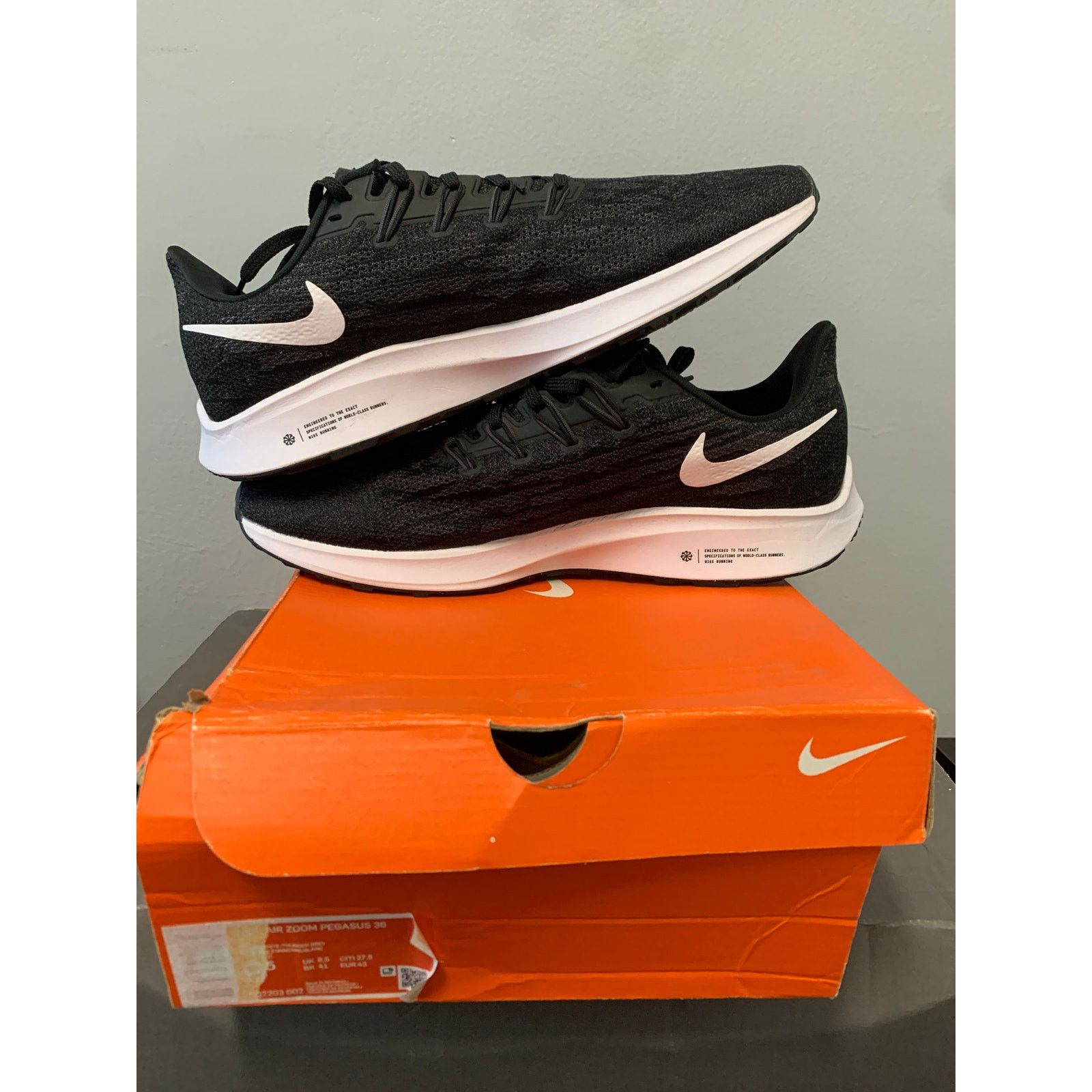 Nike Nike Air Zoom Pegasus 36 Black White Size 8.5 Brand New Size US 8.5 / EU 41-42 - 5 Thumbnail