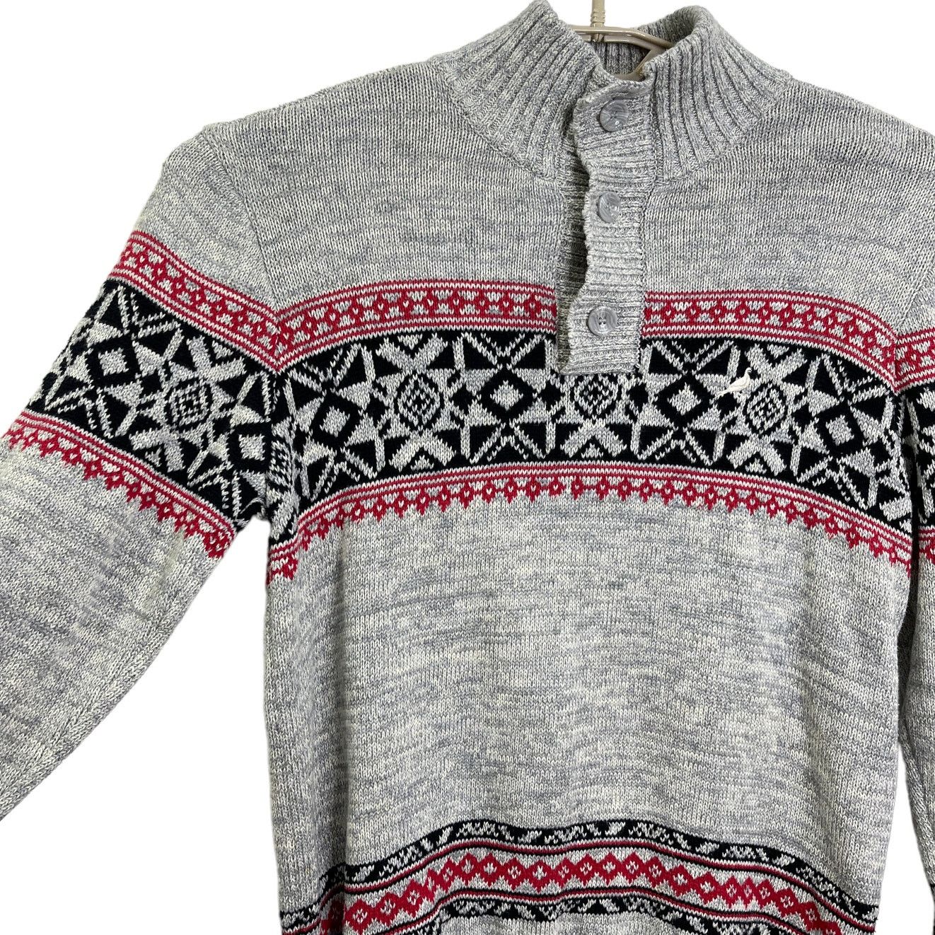 Staple Pigeon Gray Nordic Henley Sweater Toggles Size Large, Men's — image 4 of 6