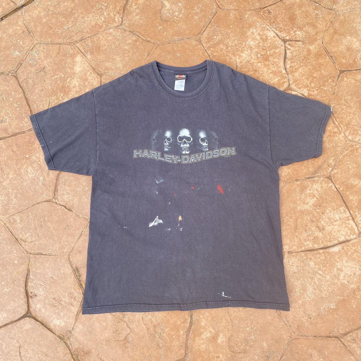 Harley Davidson Thrashed Faded Vintage Y2K Harley Davison Skull ERD GRUNGE T Size US XXL / EU 58 / 5 - 1 Thumbnail