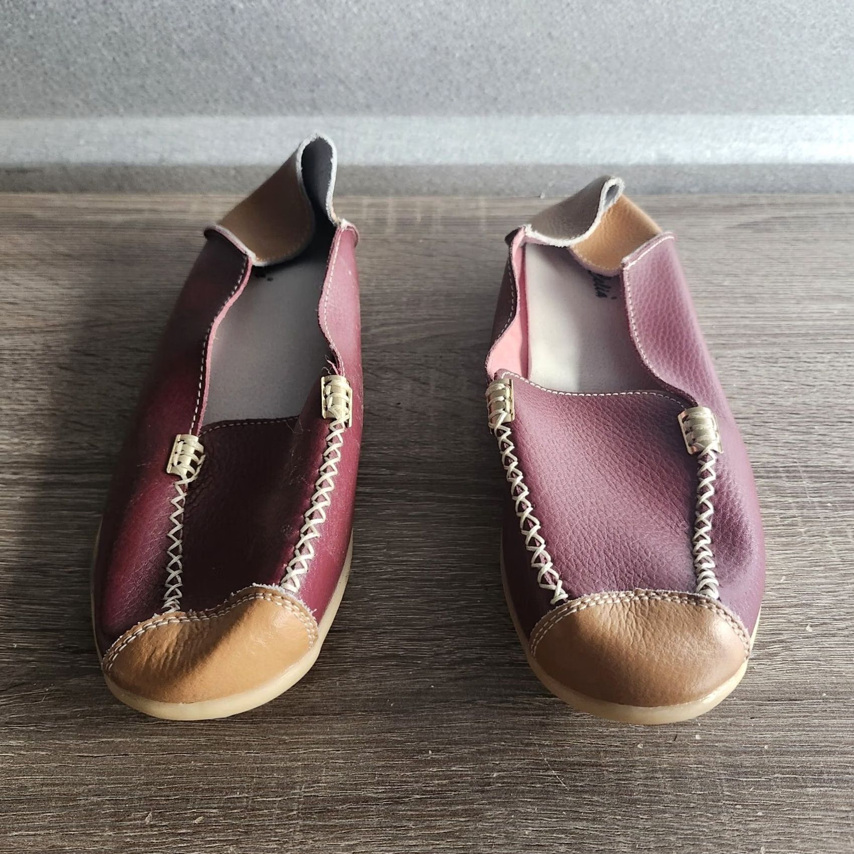 Vintage Celia Women's Driving Loafers Slips On Comfort Leather Burgundy 44 Womens Casual Travel Shoes United States 44 EU 44 Satin? Size US 12 / IT 42 - 2 Thumbnail