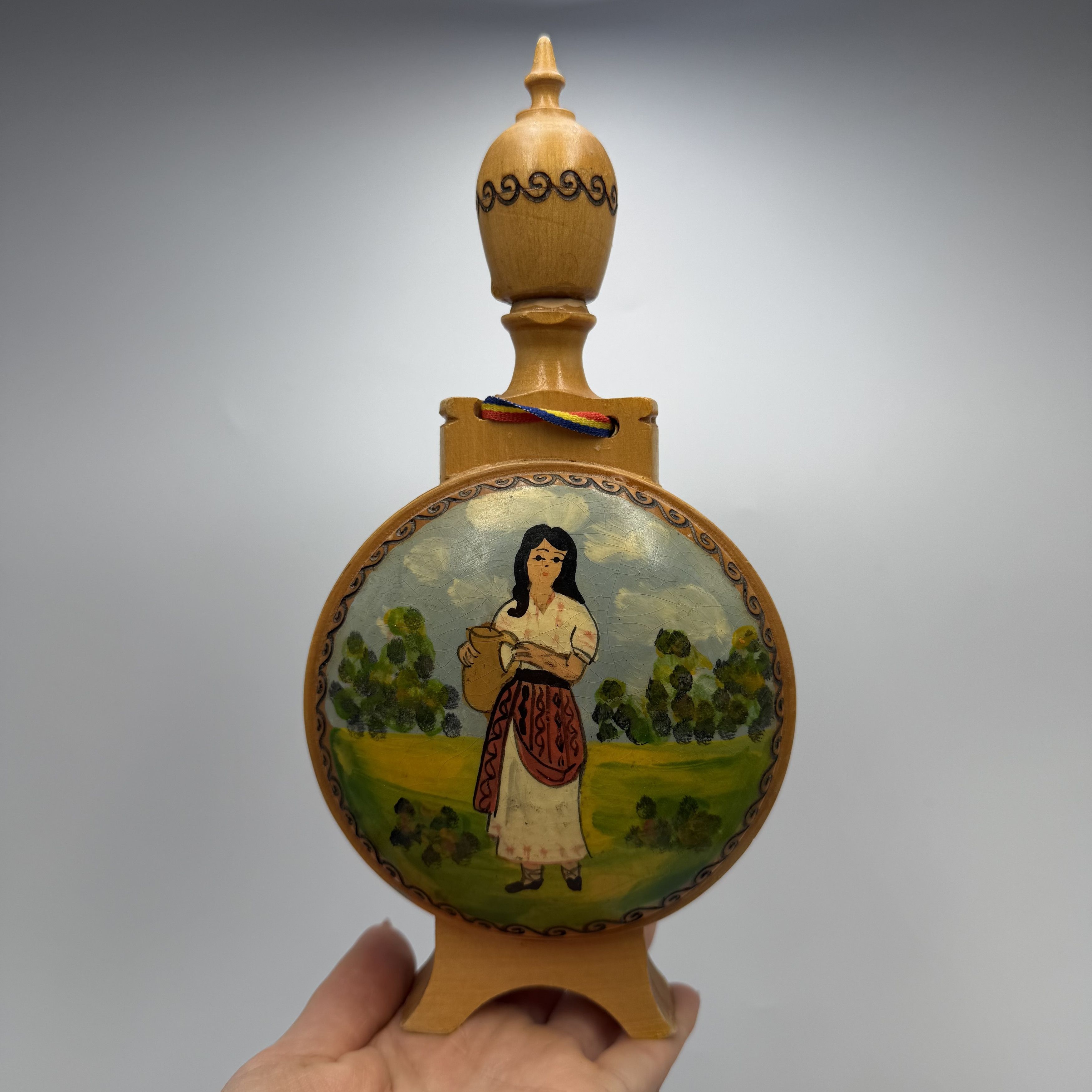 Vintage Vintage Wooden Kumanets Hand Painted Folk Art Decanter Size ONE SIZE - 8 Thumbnail