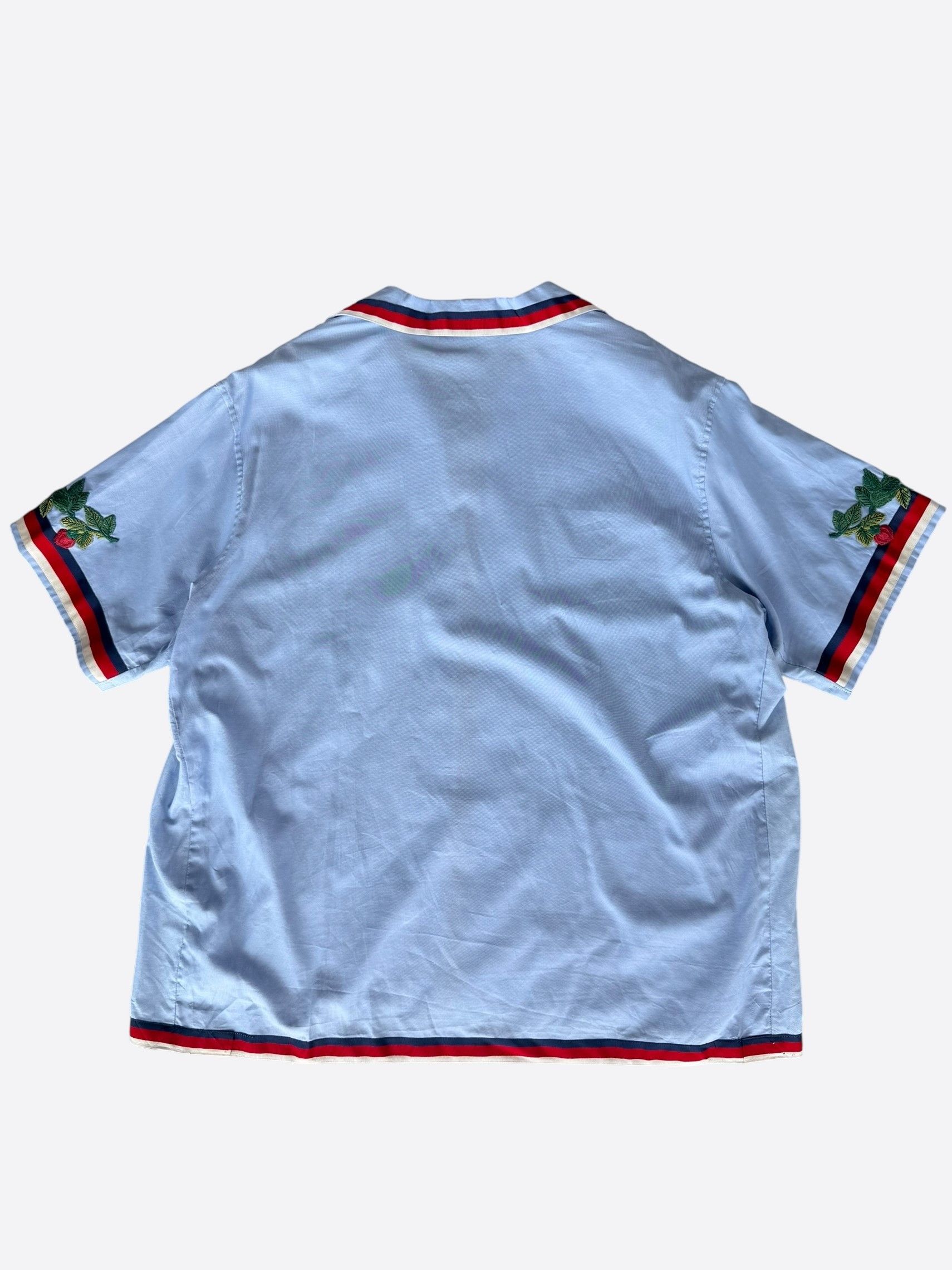 Gucci Gucci Blue & Red Embroidered Tiger Button Up Shirt Size US XXL / EU 58 / 5 - 2 Thumbnail