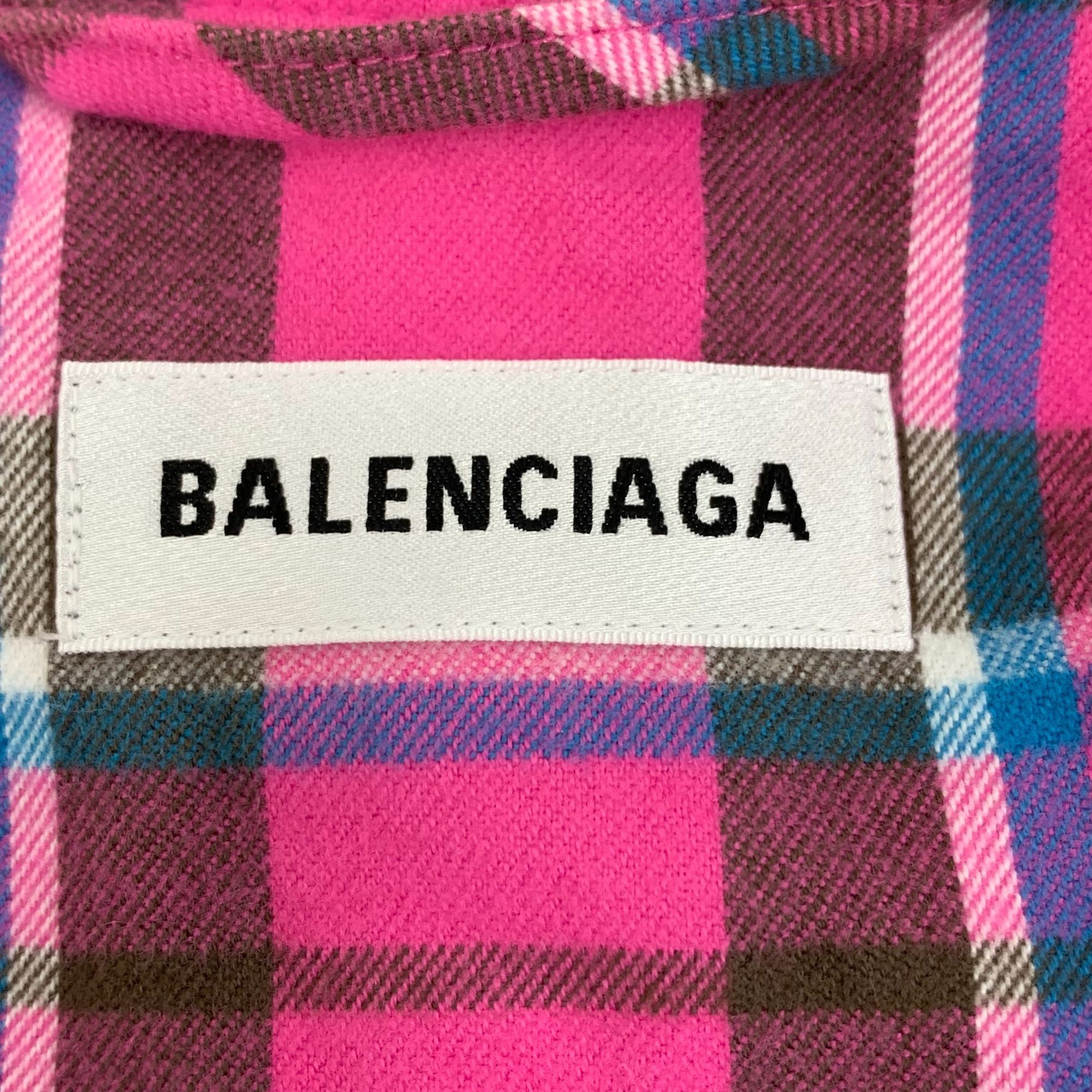 Balenciaga Balenciaga Pink Plaid Cotton Zip-Up Jacket With Elastic Hem Size XXS / US 00 / IT 34 - 3 Thumbnail