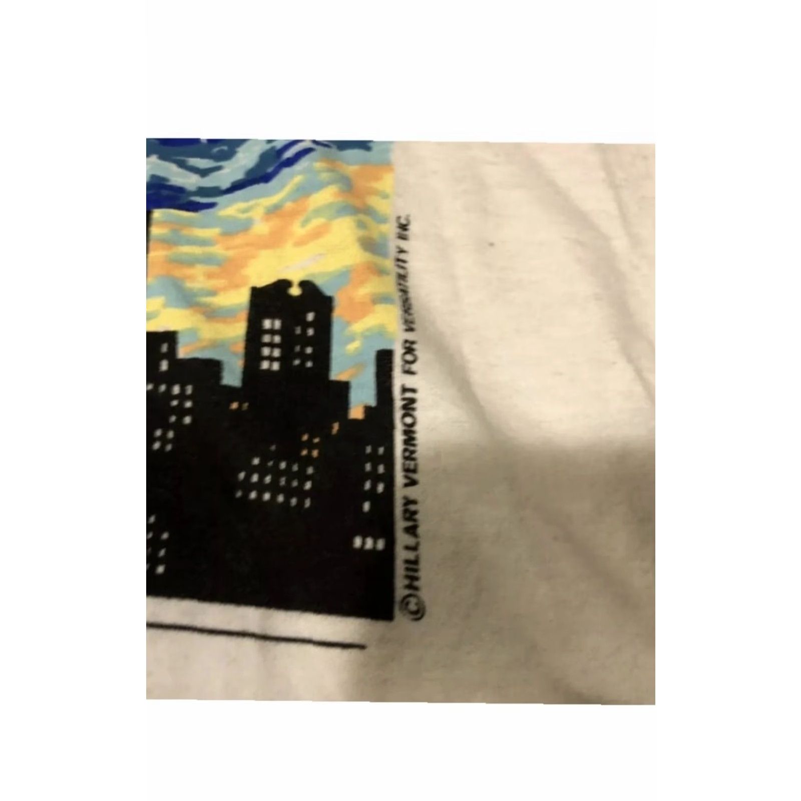Jerzees VINTAGE Van Gogh Starry New York Night T-Shirt Mens S White Distressed Art Tee Rare Size US S / EU 44-46 / 1 - 6 Thumbnail