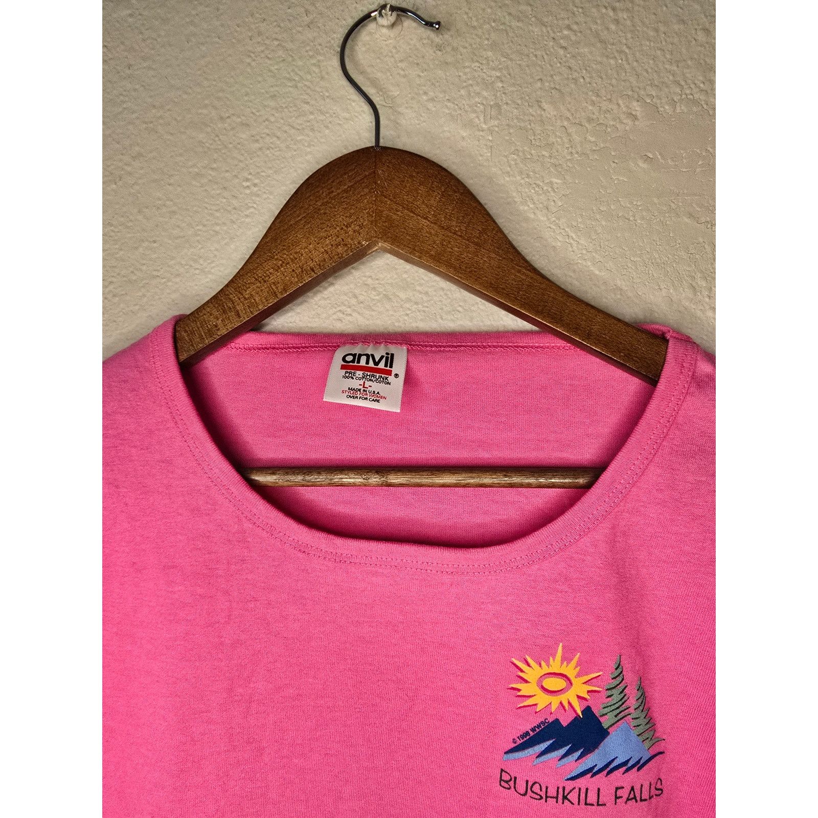 Anvil × Vintage Vintage Bushkill Falls Pennsylvania Boat Neck L Pink Tee Size L / US 10 / IT 46 - 6 Thumbnail