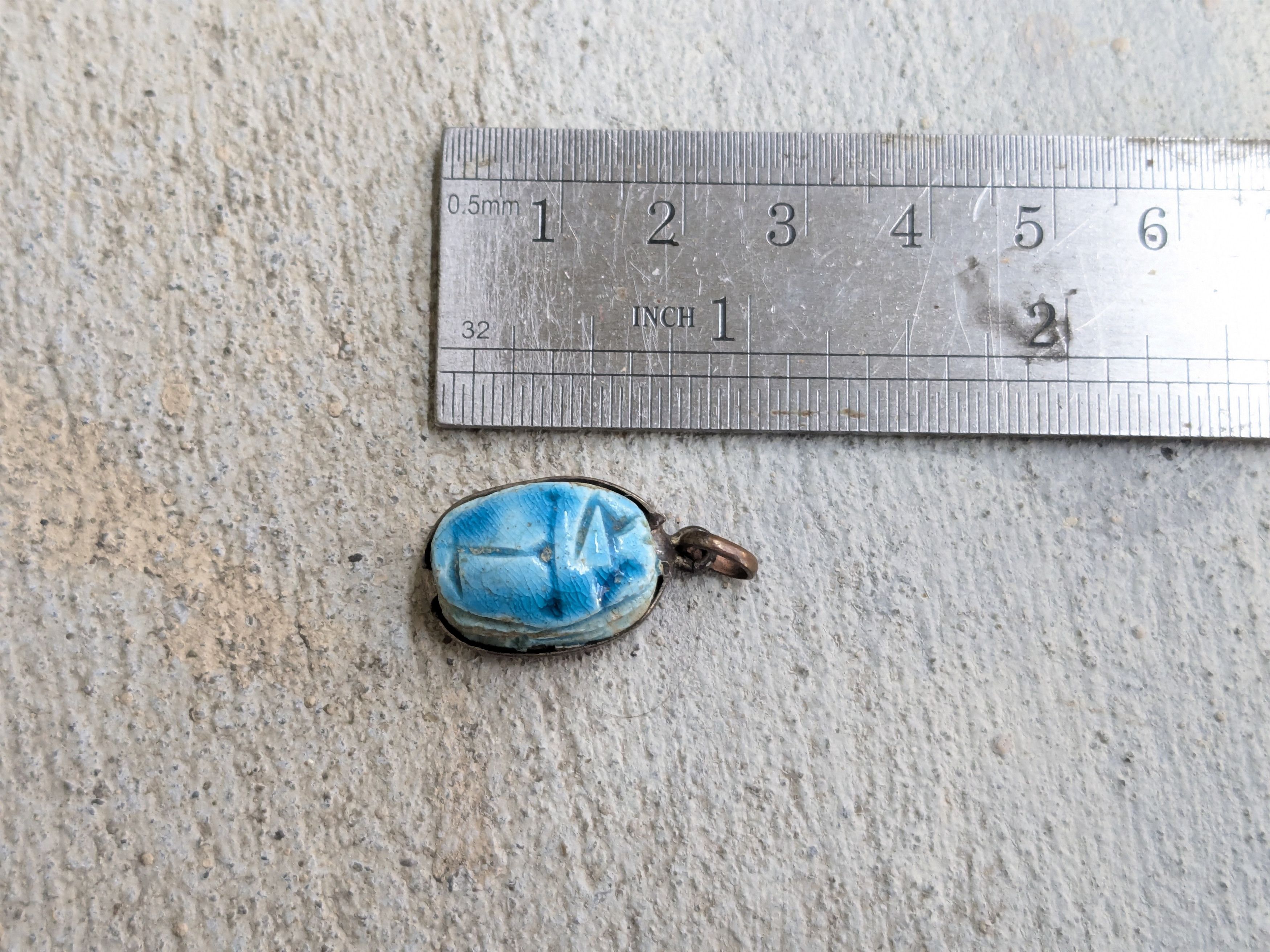 Jewelry × Vintage Scarab Pendant Blue Stone Egypt Kemet Oval Size ONE SIZE - 9 Thumbnail