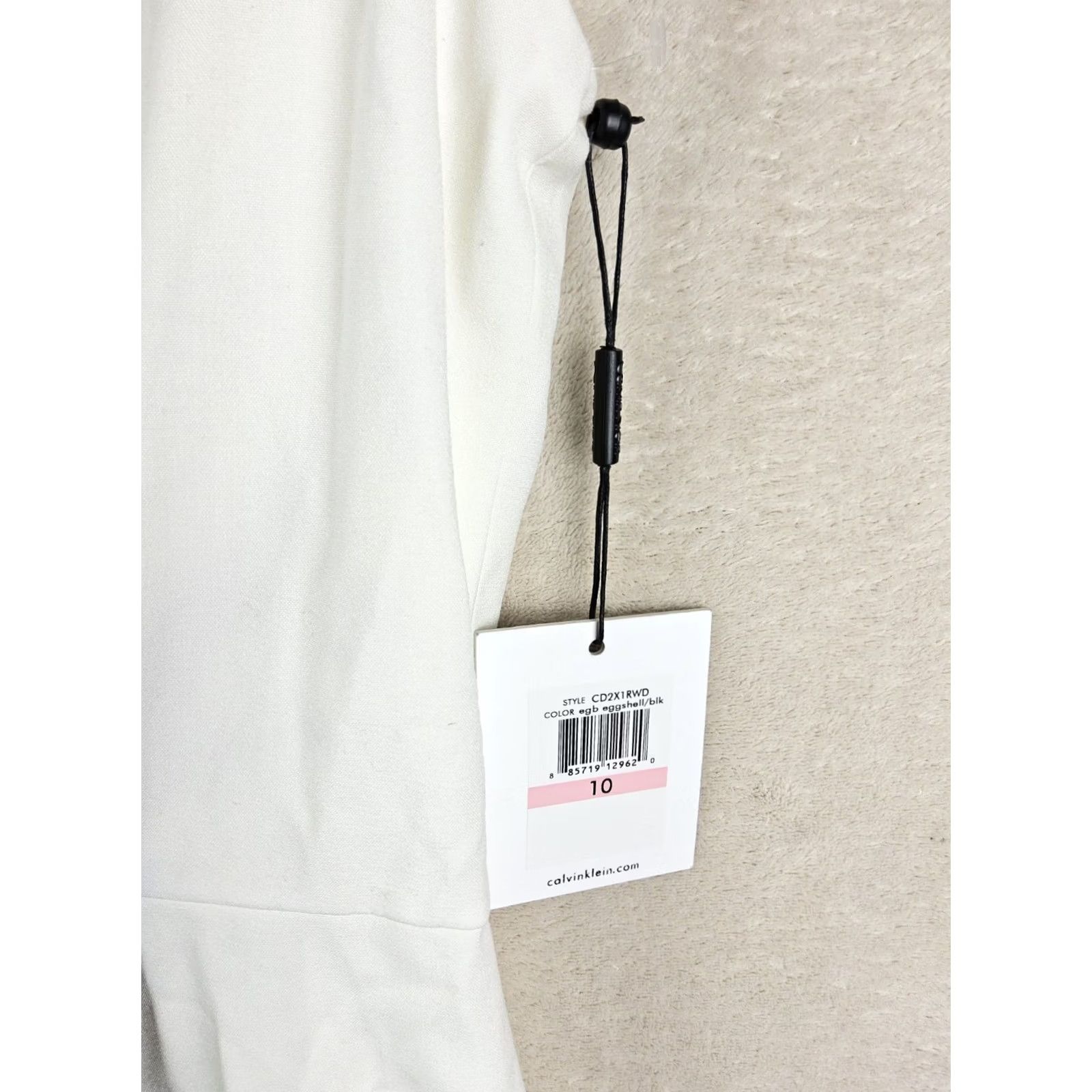 Calvin Klein Calvin Klein Pencil Dress Womens Sleeveless Lined Ivory Black Trim Size 10 Size L / US 10 / IT 46 - 2 Thumbnail