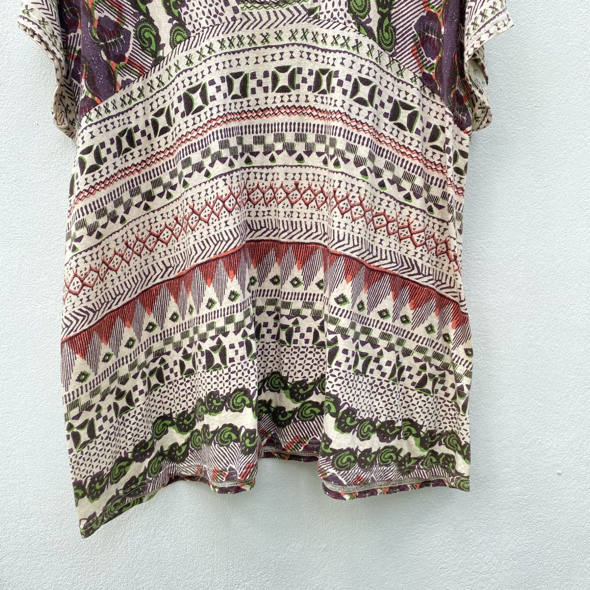 Issey Miyake Plantation White Stretch Tee with Brown & Green Print Size M / US 6-8 / IT 42-44 - 10 Thumbnail