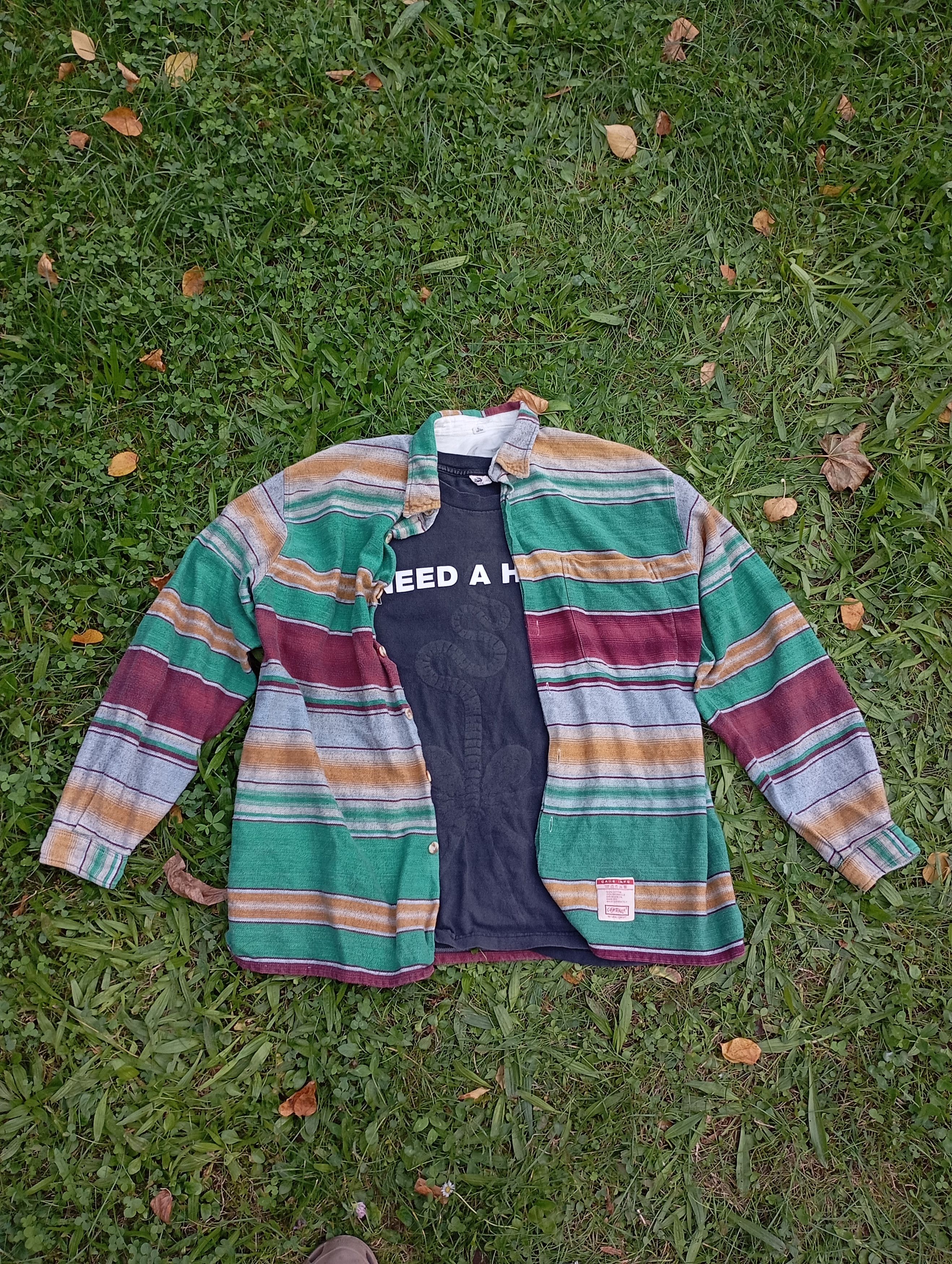 Flannel × Vintage Vintage Y2K Travis Scott style Striped Flannel Shirt Size US L / EU 52-54 / 3 - 1 Thumbnail