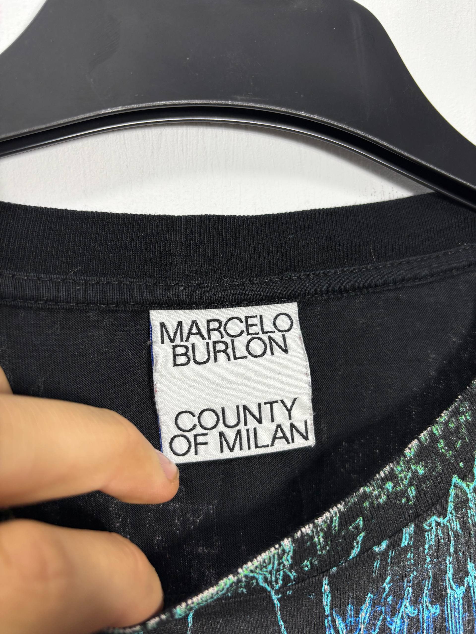 Marcelo Burlon Marcelo Burlon Neon Wings Black & Blue T-Shirt Size US XL / EU 56 / 4 - 4 Thumbnail