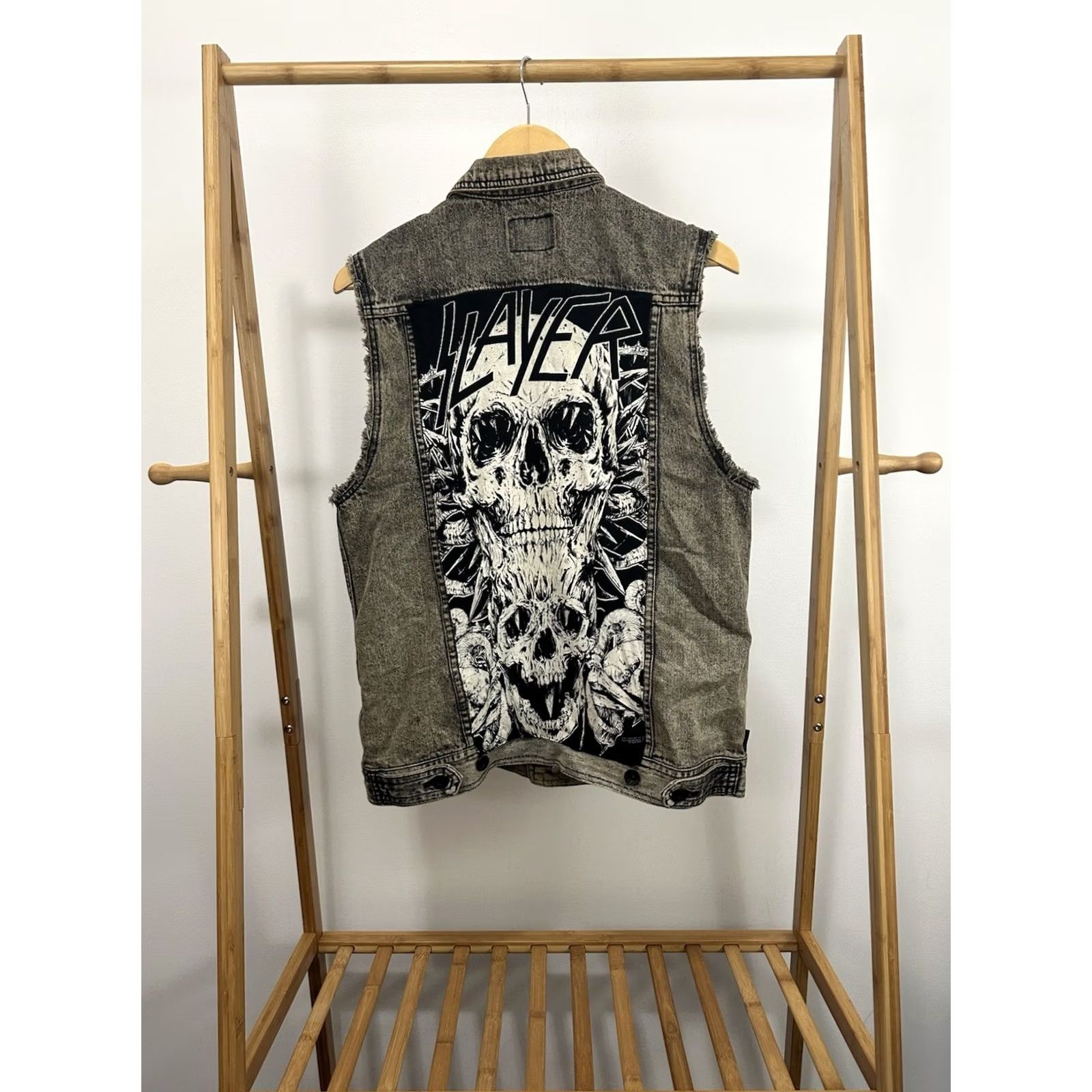 Denime VTG Slayer Deicide Entombed Death Metal Patch Faded Worn Denim Vest M Blue Denim Vest Mens Leather? Size US M / EU 48-50 / 2 - 2 Thumbnail