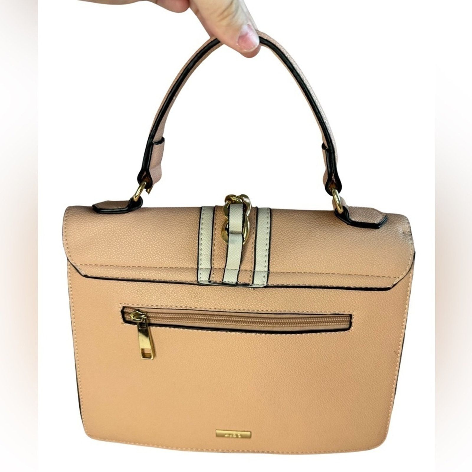 Aldo Aldo Pink & Cream Top Handle Satchel Faux Leather Bag Size ONE SIZE - 2 Thumbnail