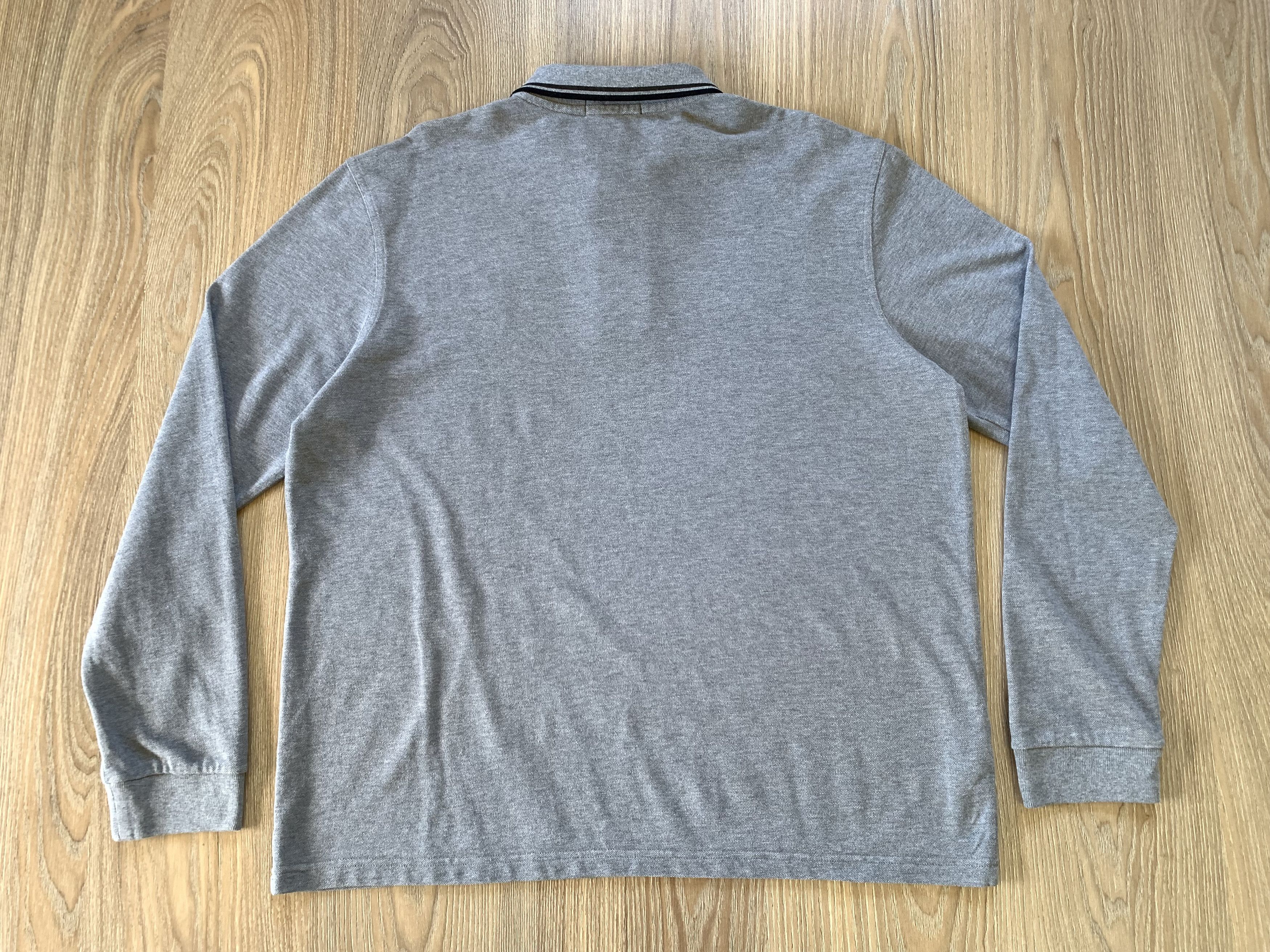 Designer × Fred Perry Fred Perry Basic Gray Cotton Long Sleeve Polo Size US XL / EU 56 / 4 - 4 Thumbnail