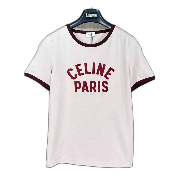 Celine Celine Pink Velvet Letter Short Sleeve TShirt Size XS / US 0-2 / IT 36-38 - 1 Thumbnail