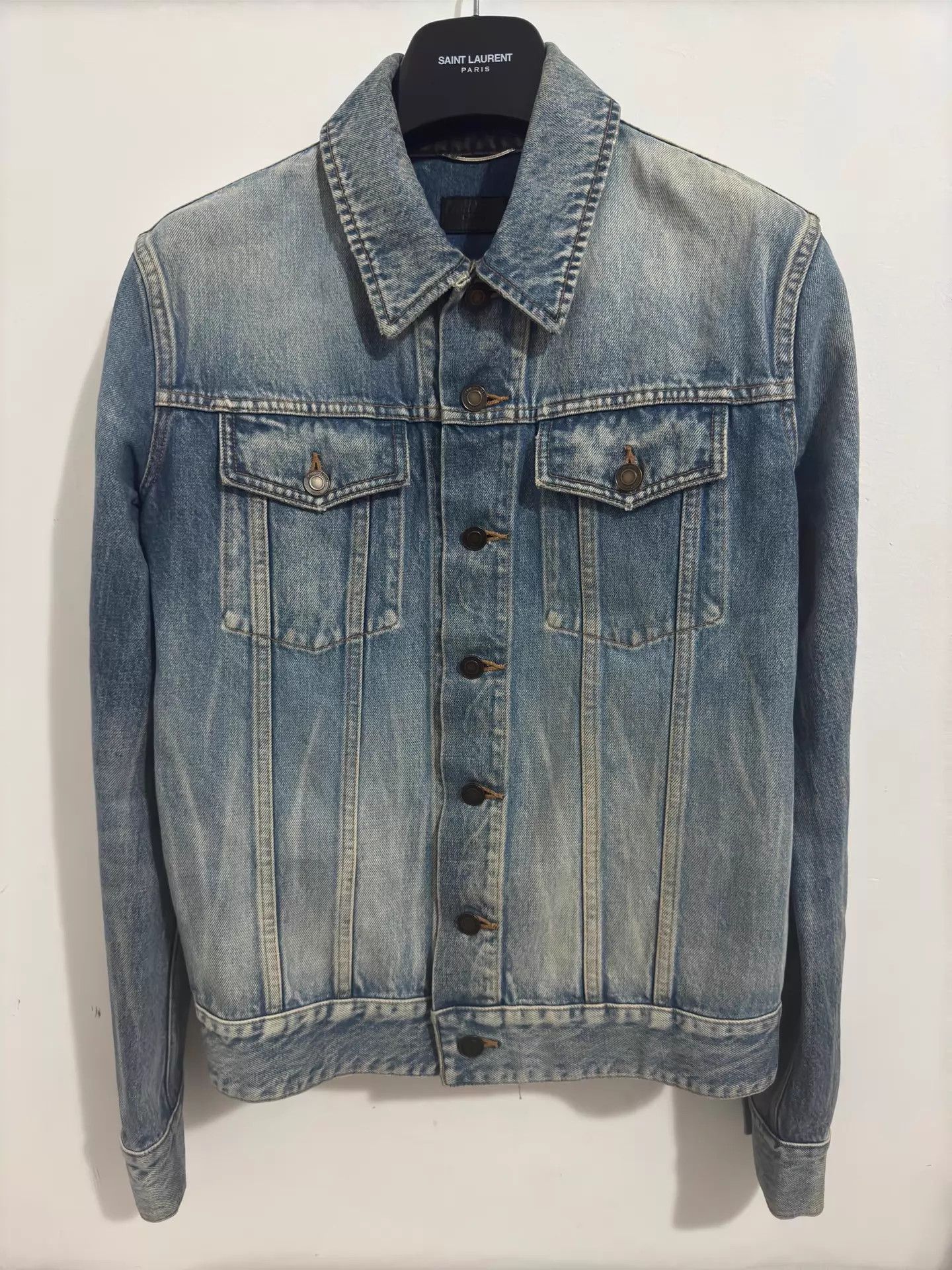 Saint Laurent Paris SLP 17ss Light Blue Sludge Medallion Denim Jacket S Size US S / EU 44-46 / 1 - 1 Thumbnail