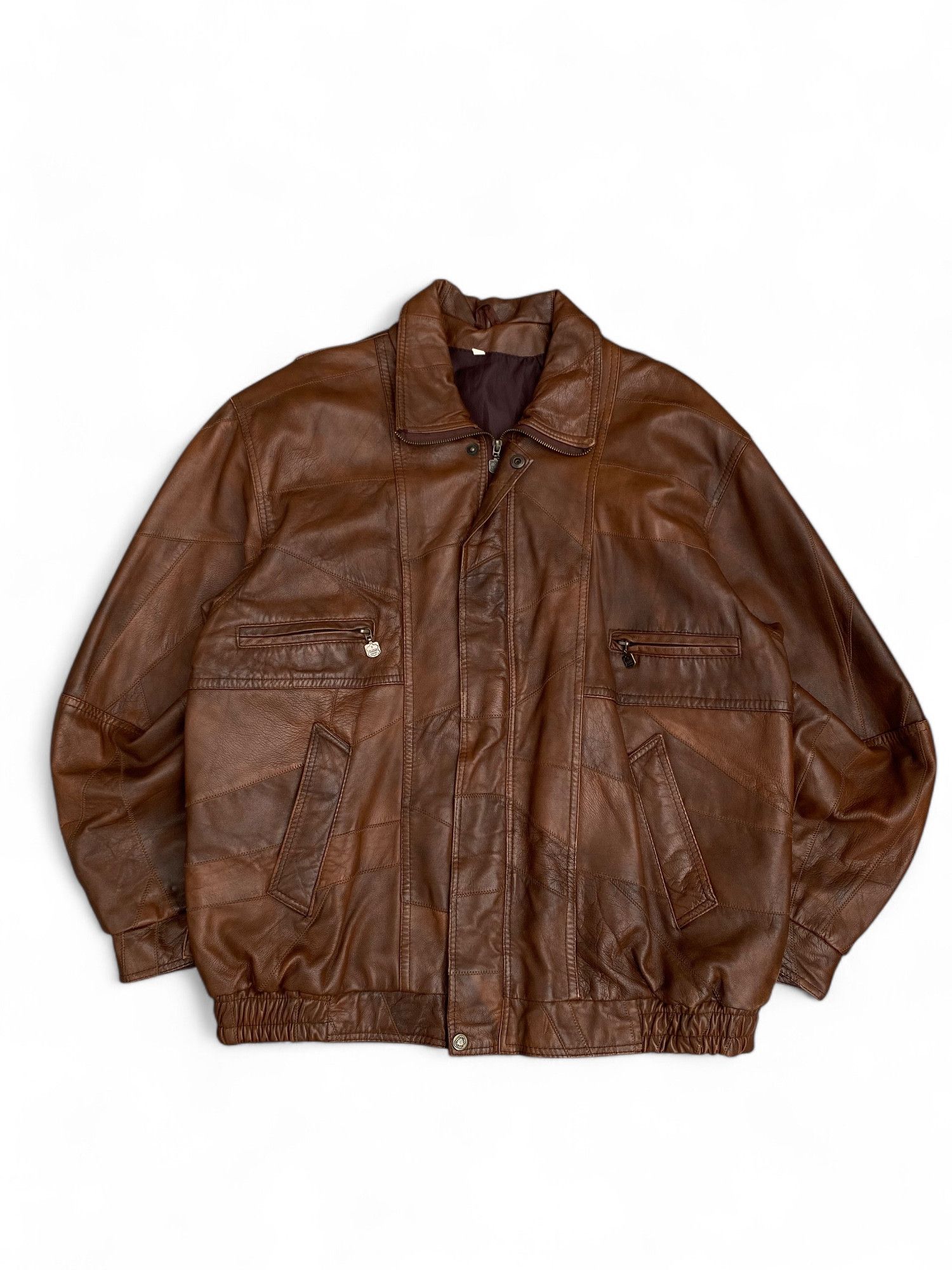 Genuine Leather × Vintage Vintage Patchwork Leather Jacket Size US XL / EU 56 / 4 - 1 Thumbnail