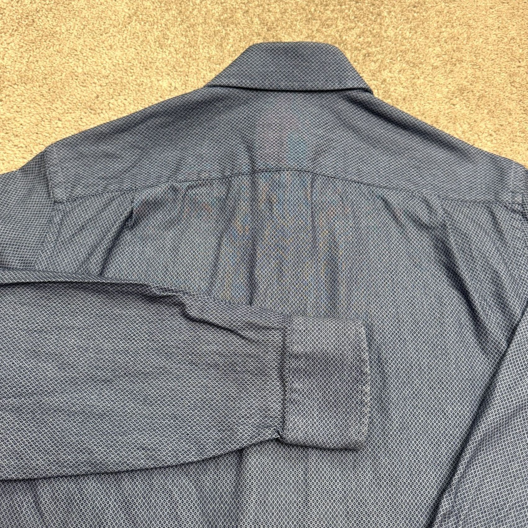 Ben Sherman Ben Sherman Dress Shirt Mens 14.5 Slim Blue Geometric Cotton Shirt Size 40R - 4 Thumbnail