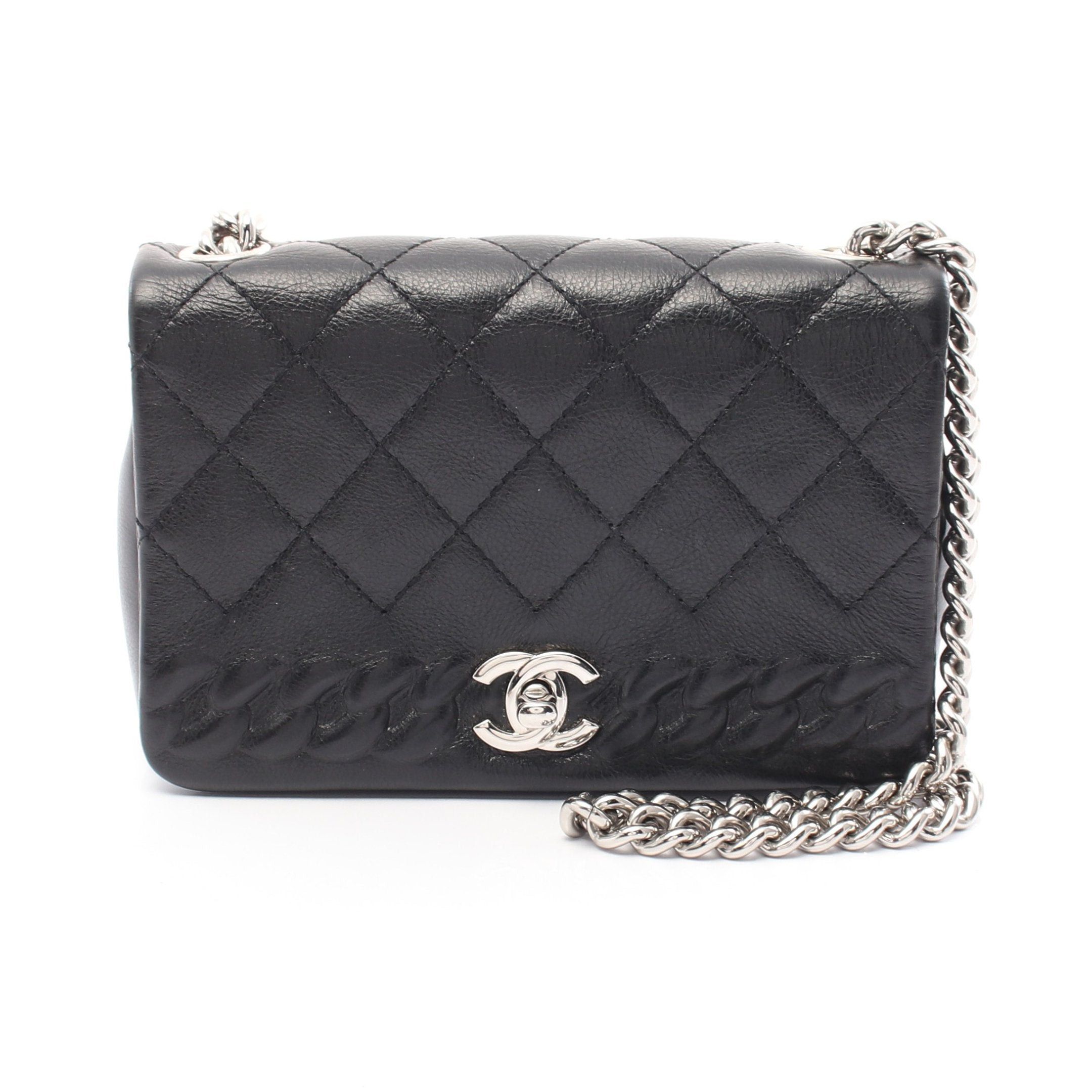Chanel Chanel Matelasse Single Flap Chain Shoulder Bag Leather Black Silver Hardware Size ONE SIZE - 1 Thumbnail