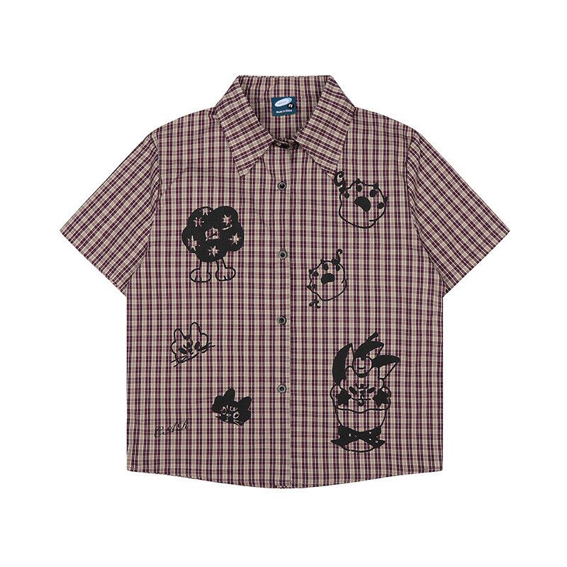 Japanese Brand American Retro Plaid Shirt with Graffiti Print Size US M / EU 48-50 / 2 - 1 Thumbnail