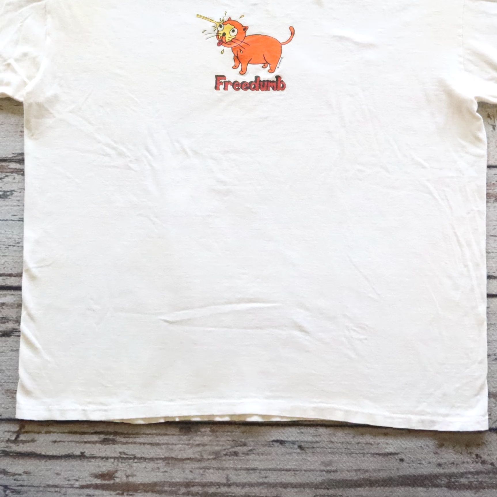Vintage VINTAGE Freedumb Pisscat / Airlines Shirt XL White Mens T-Shirt 90s Dan Drehobl Skeate Size US XL / EU 56 / 4 - 3 Thumbnail