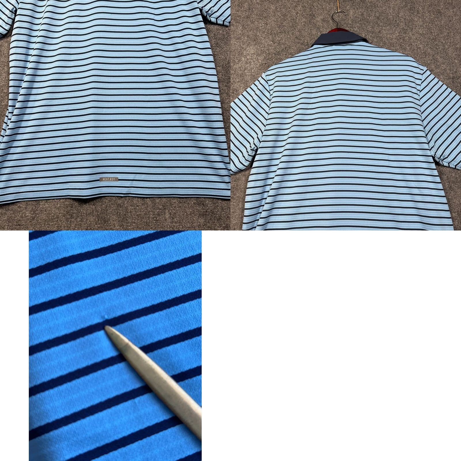 Adidas Adidas Polo Shirt Mens Large Heat RDY Blue Stripe Reflective Short Sleeve Golf Shirt Size US L / EU 52-54 / 3 - 8 Thumbnail