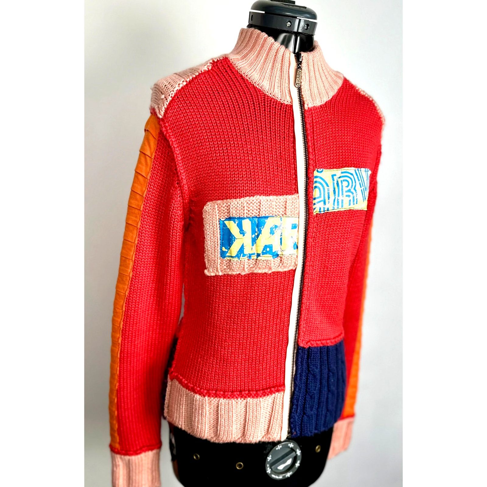 Annikki Karvinen Karv Colorblock Knit Zip Sweater Jacket – Size Large Size L / US 10 / IT 46 - 3 Thumbnail