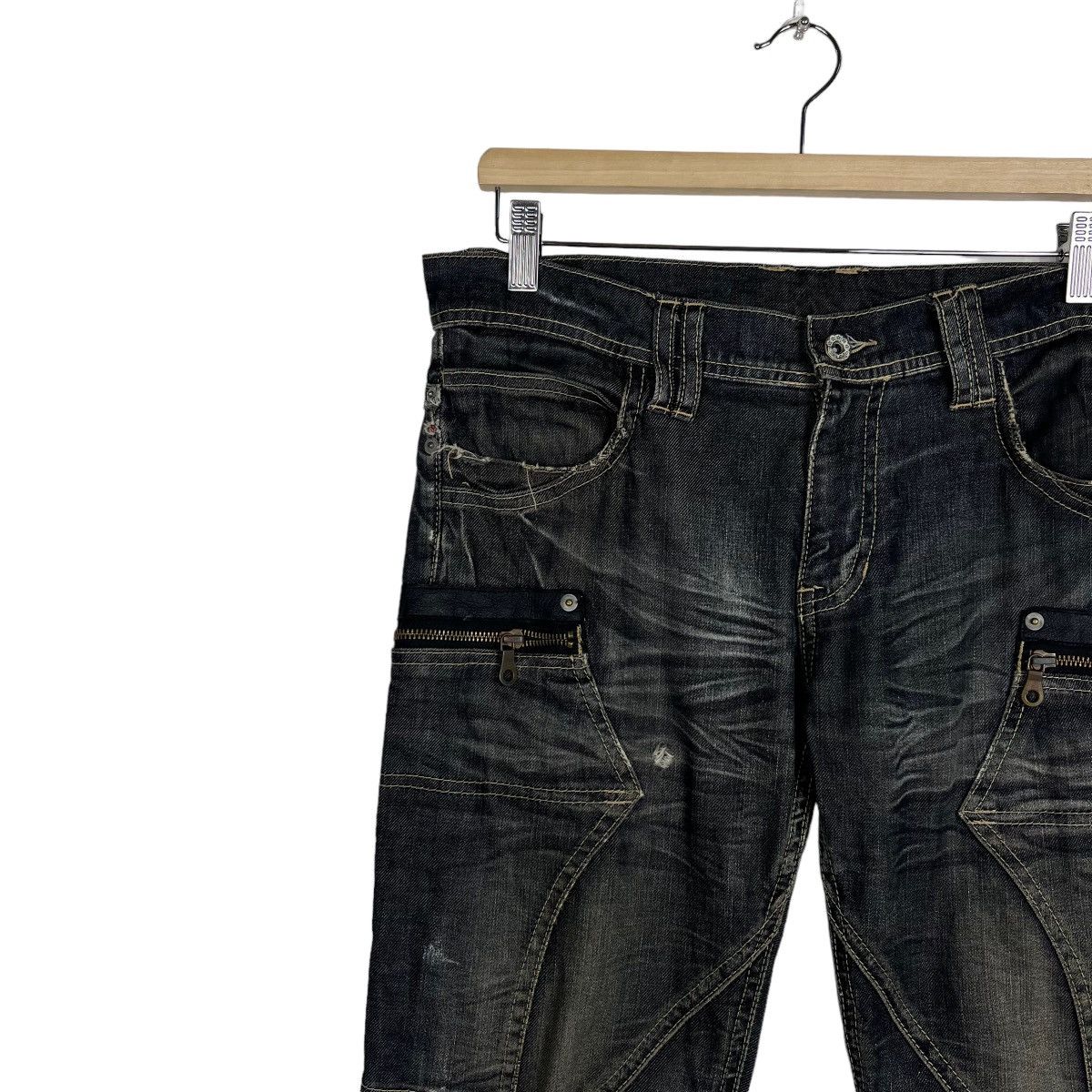 If Six Was Nine 🔥 MICHEL KLEIN ASYMMETRIC CARGO DENIM JEANS Size US 32 / EU 48 - 7 Thumbnail