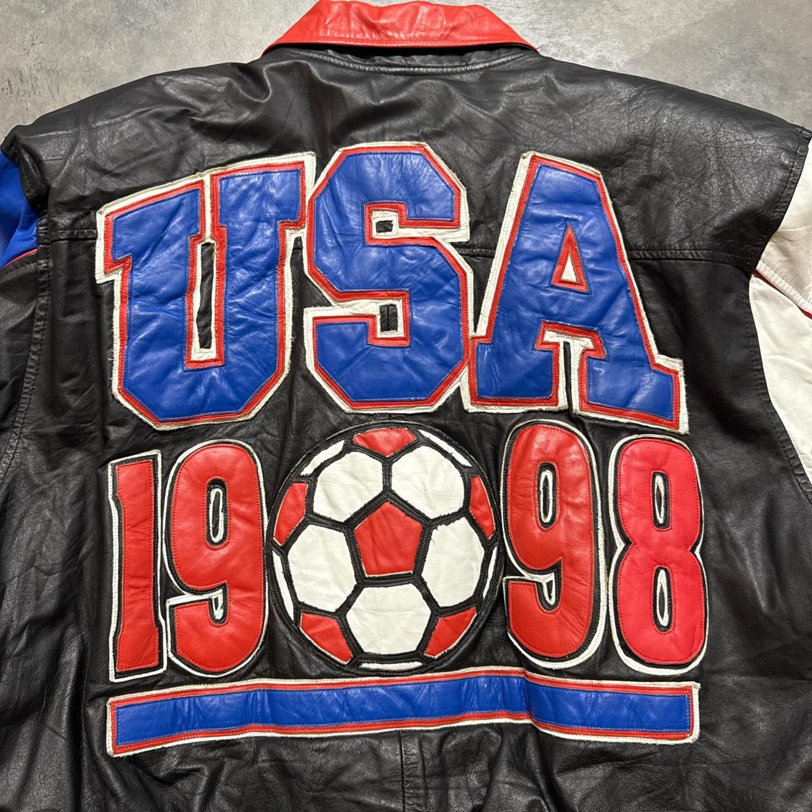 Vintage Vintage 90s Maziar FIFA World Cup 1998 USA Leather Jacket Size US M / EU 48-50 / 2 - 2 Thumbnail