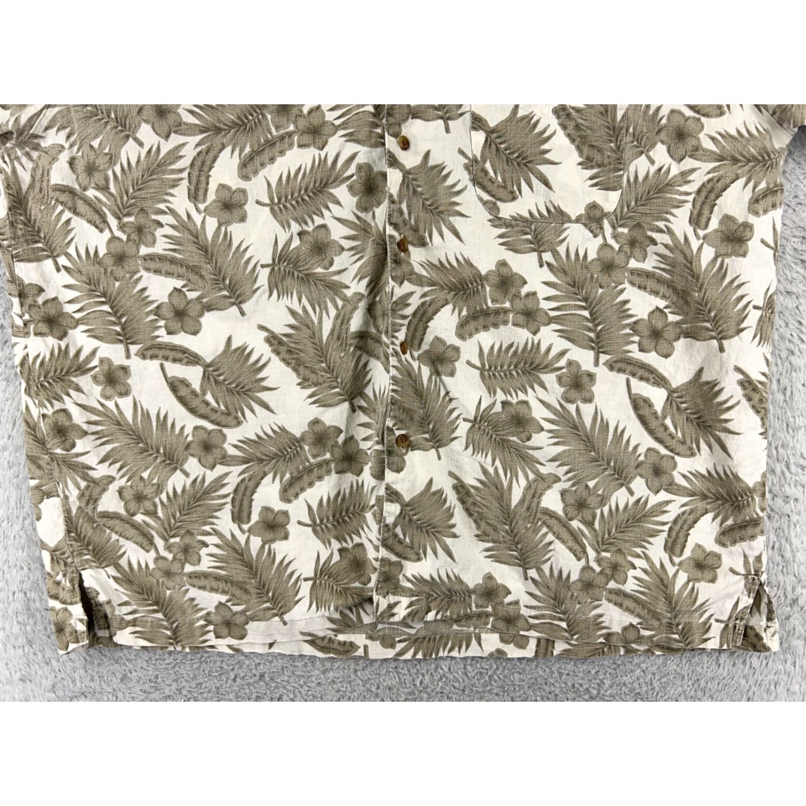 Van Heusen Van Heusen Shirt Mens XL Beige Linen Hawaiian Button-Up Short Sleeve Palm Beach Beachwear Pattern Floral 90s? Size US XL / EU 56 / 4 - 7 Thumbnail
