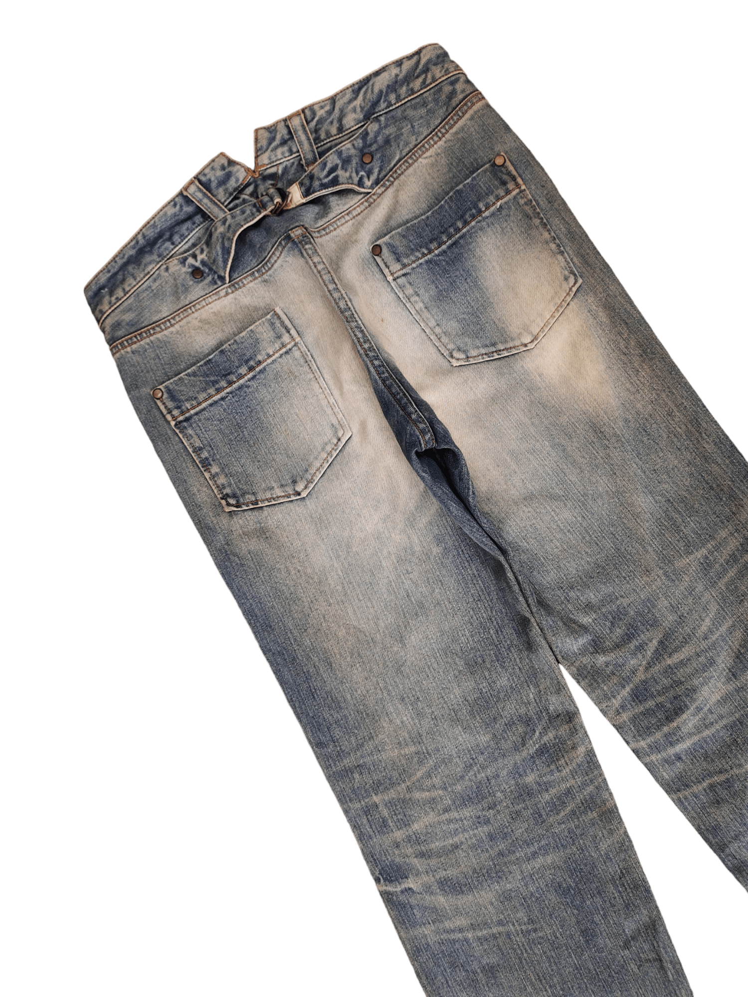 Kapital Japan Buckle Back Distress Faded Denim Undercover Style Y2k Size US 31 - 6 Thumbnail