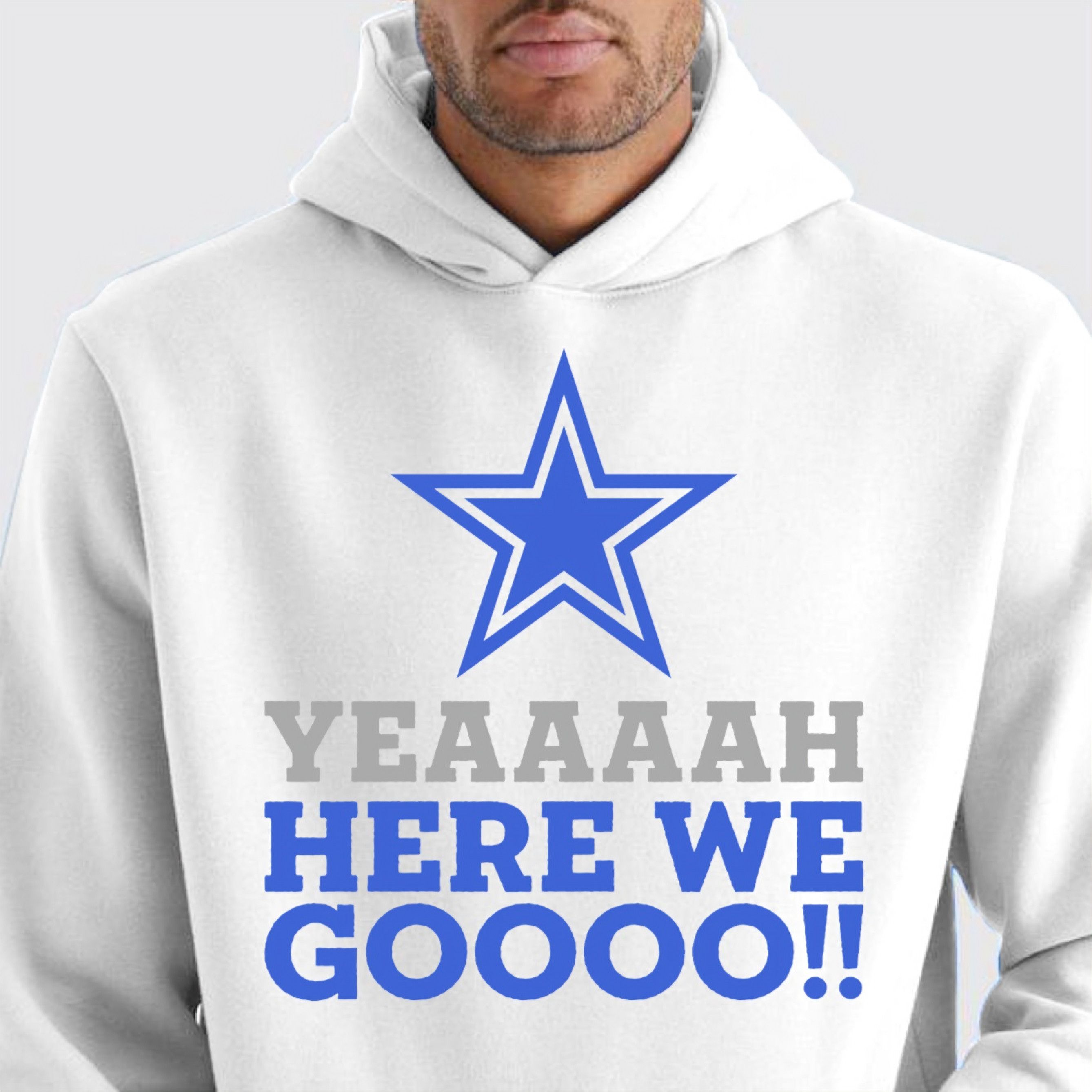 Hanes Dallas Cowboys Custom Hoodies - "Here We Gooo" Size US XL / EU 56 / 4 - 1 Thumbnail