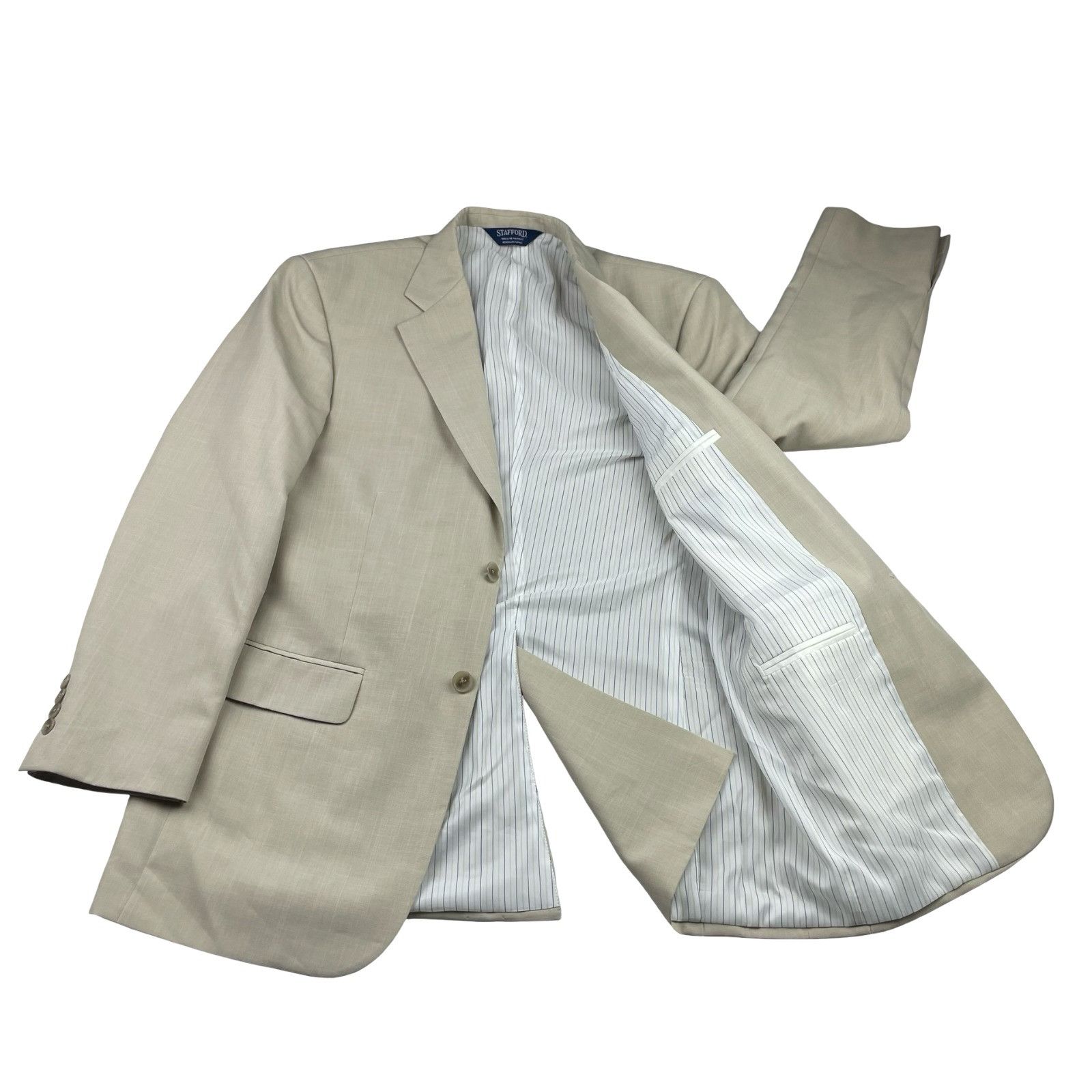 Stafford Stafford Men's Performance 2-Button Suit Light Khaki/Tan • 4 Size 40R - 3 Thumbnail