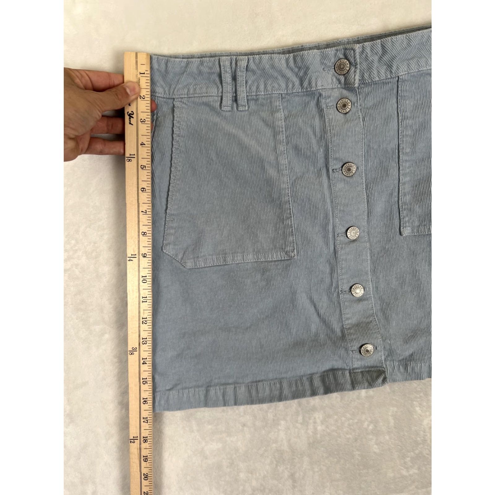 American Eagle Outfitters American Eagle Outfitters Skirt Womens 14 Long Blue Corduroy Button Front Pockets Casual Size 36" / US 14 / IT 50 - 3 Thumbnail