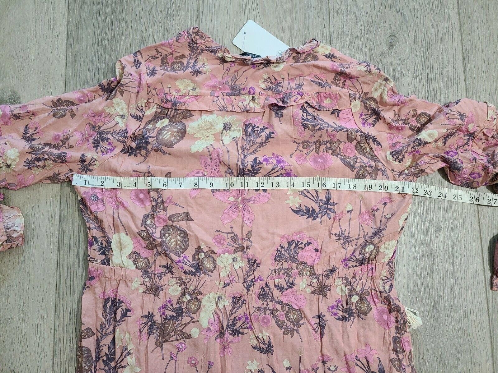 Designer Lance Cade Dress Large Pink Mauve Boho long Sleeve V Neck Size L / US 10 / IT 46 - 4 Thumbnail