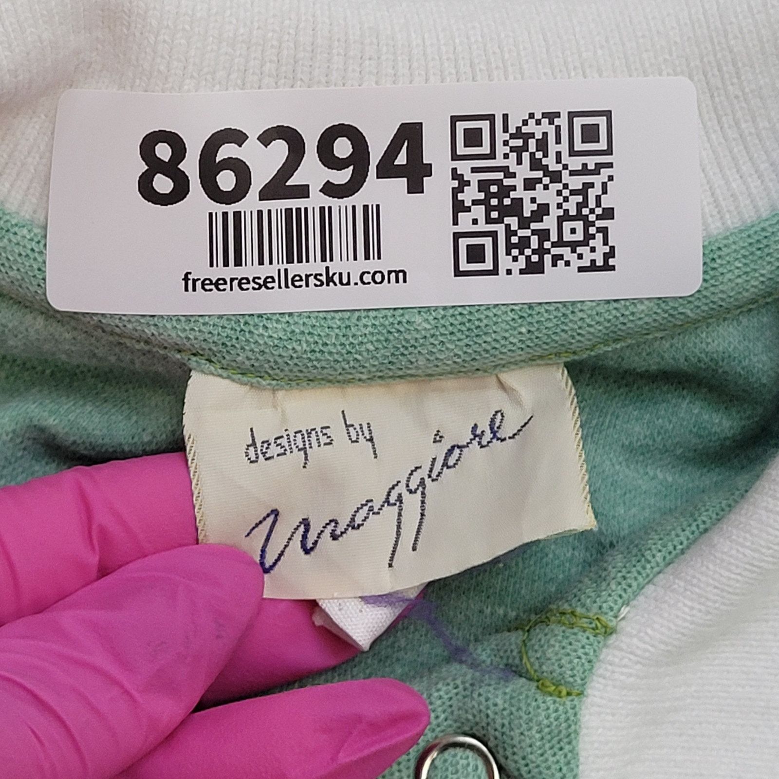 Vintage VTG 80s Maggiore Polo Shirt Womens XS/S Pastel Green White Size XS / US 0-2 / IT 36-38 - 4 Thumbnail