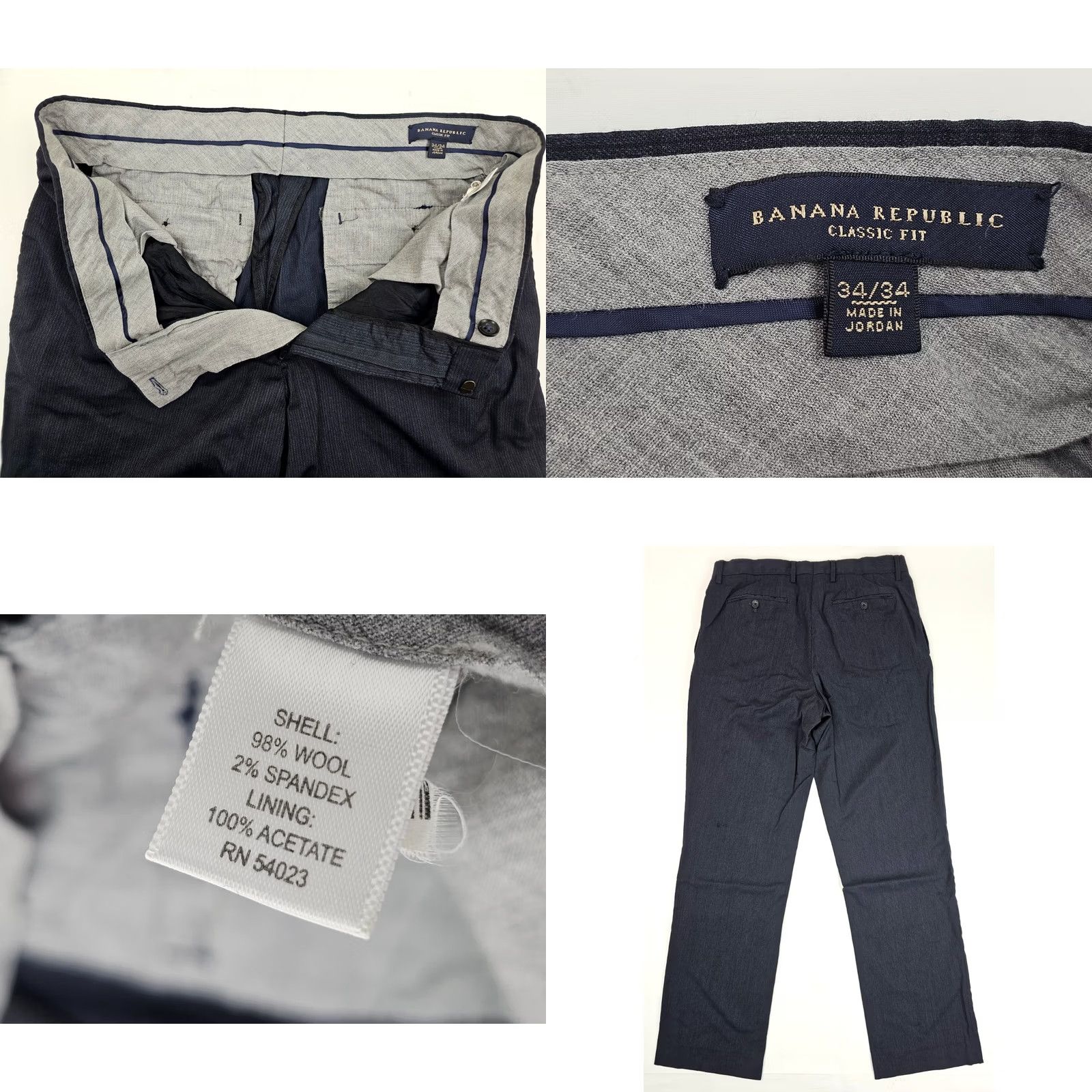 Banana Republic Banana Republic Men Pants Wool Pinstripe Classic Fit Straight 34x33 Gray 90s Preppy Biz Formal Slack Pants Size US 34 / EU 50 - 8 Thumbnail