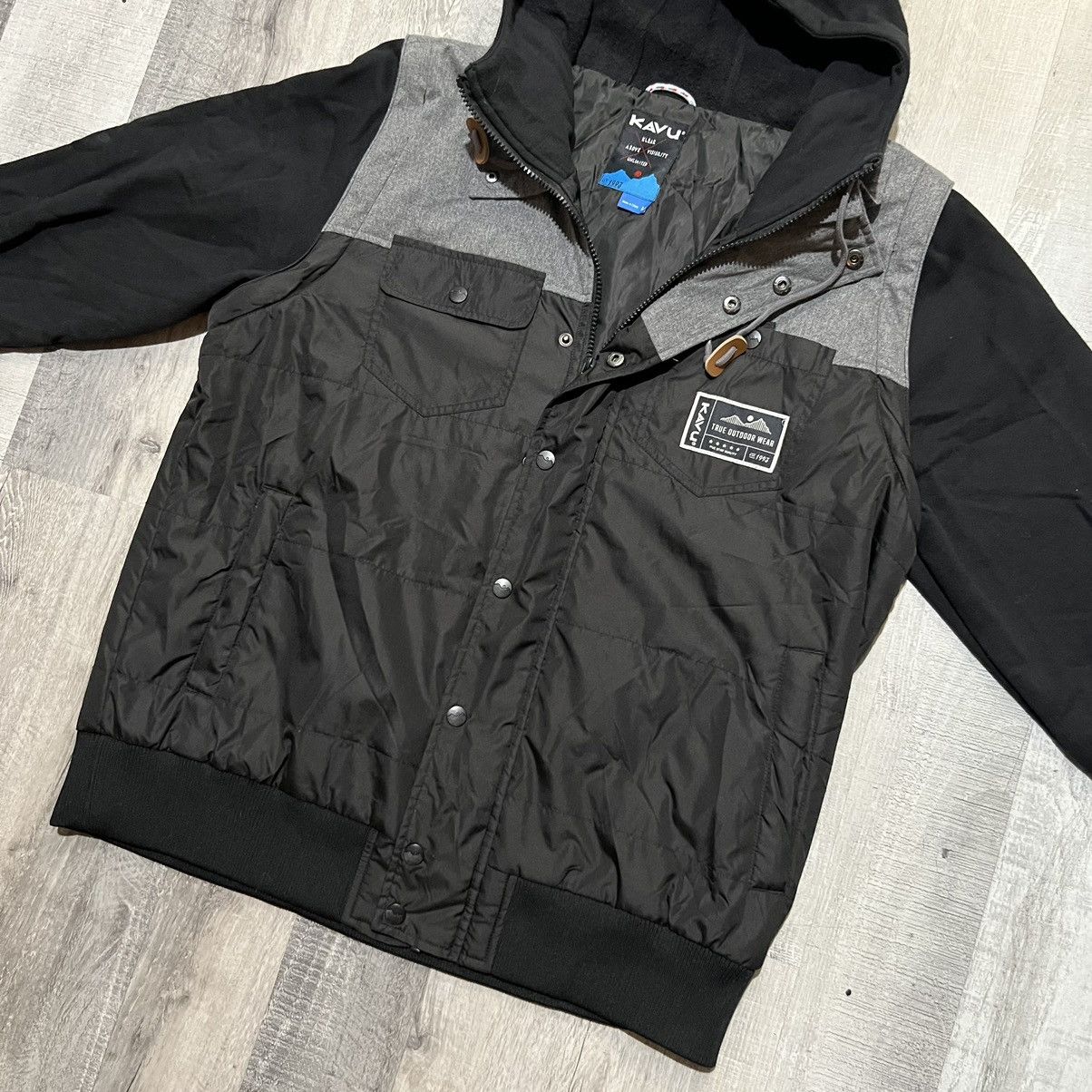 KAVU Kavu Hybrid Puffer Two Tone Black/Grey Outdoor Hooded Jacket Size US M / EU 48-50 / 2 - 4 Thumbnail