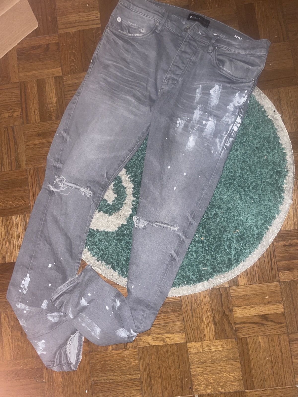 Purple Brand purple brand grey distressed jeans with paint Size US 30 / EU 46 - 1 Thumbnail