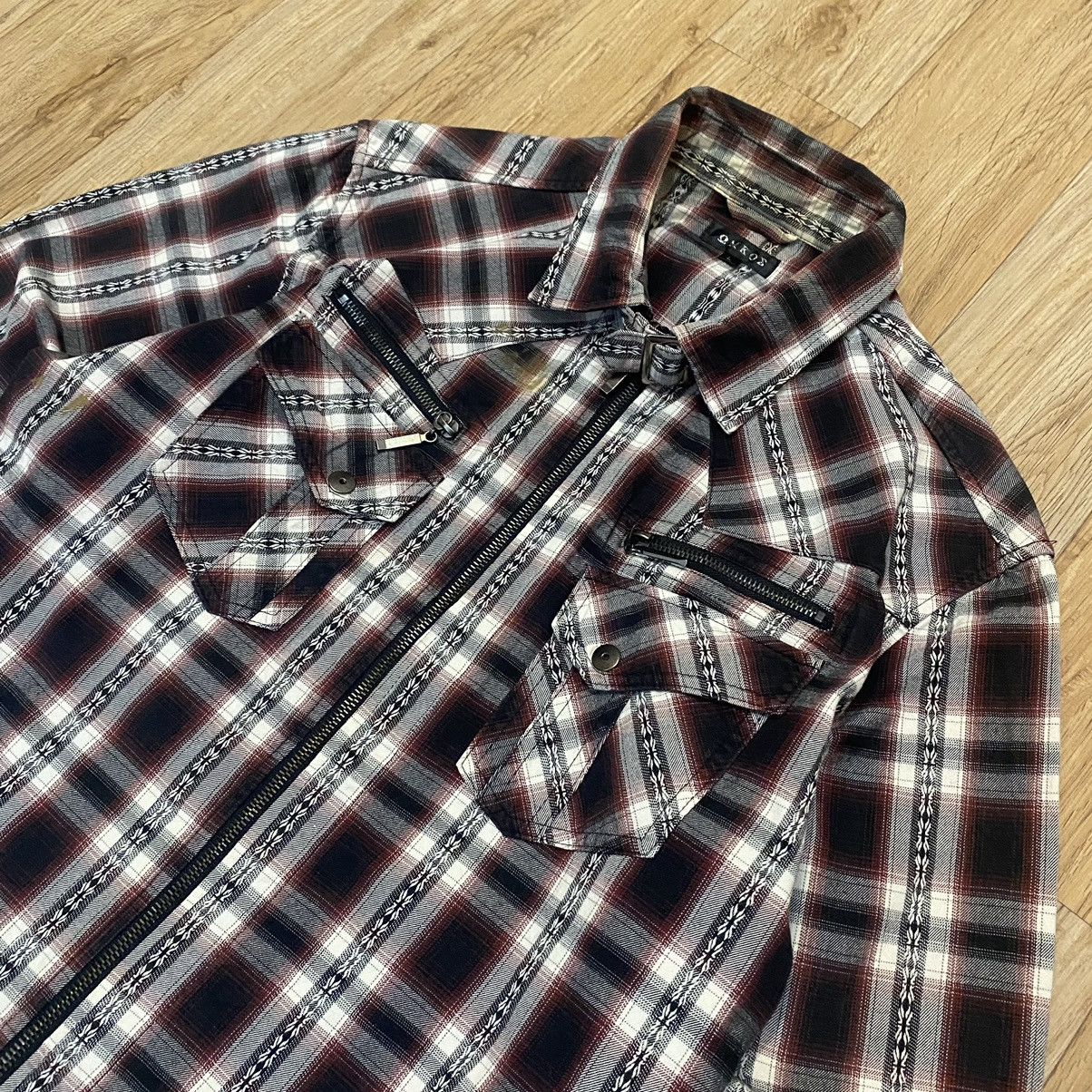 Japanese Brand 2000s Omko£ Vkei Style Bondage Zip Up Flannel Shirt Size US M / EU 48-50 / 2 - 2 Thumbnail