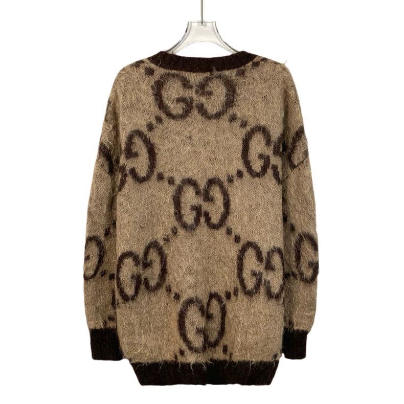 Gucci Gucci Brown logo jacquard full-print horsehair V-neck long Size US S / EU 44-46 / 1 - 2 Thumbnail