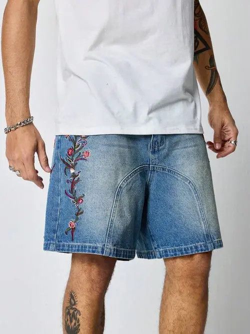 Anime × Jean Pants FLORAL vintage Y2K jeans denim shorts Size US 36 / EU 52 - 3 Thumbnail