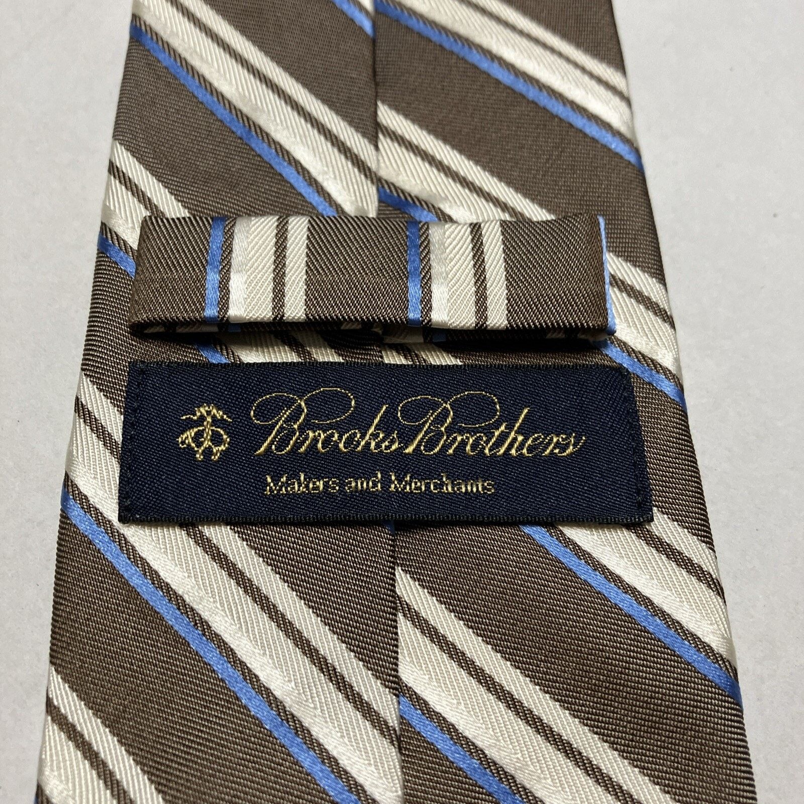 Brooks Brothers Brooks Brothers Tie Brown Blue Striped Business Formal Dance Size ONE SIZE - 2 Thumbnail