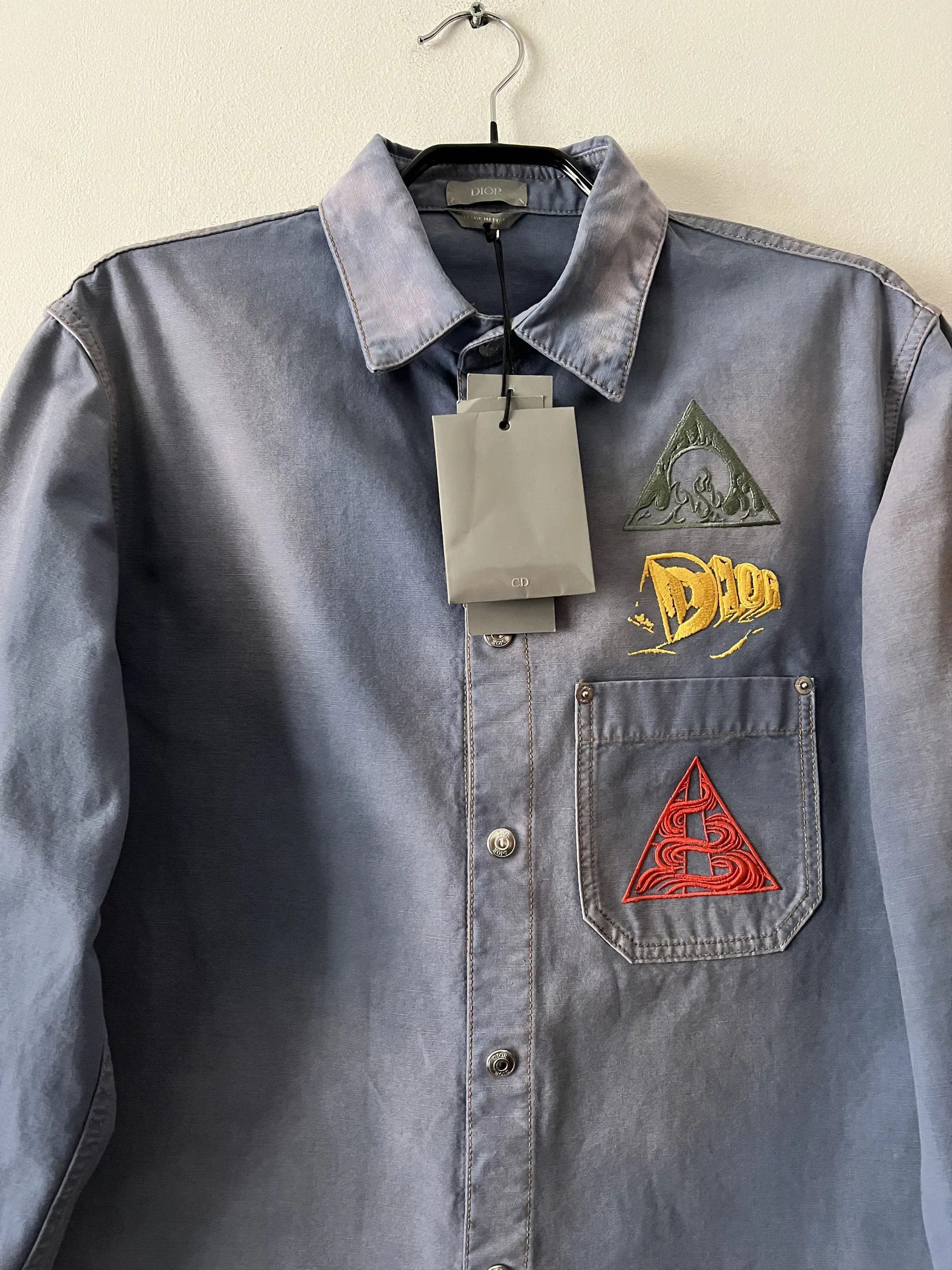 Dior Astro Embroidered Patch Denim Long Sleeve Shirt Size US M / EU 48-50 / 2 - 8 Thumbnail