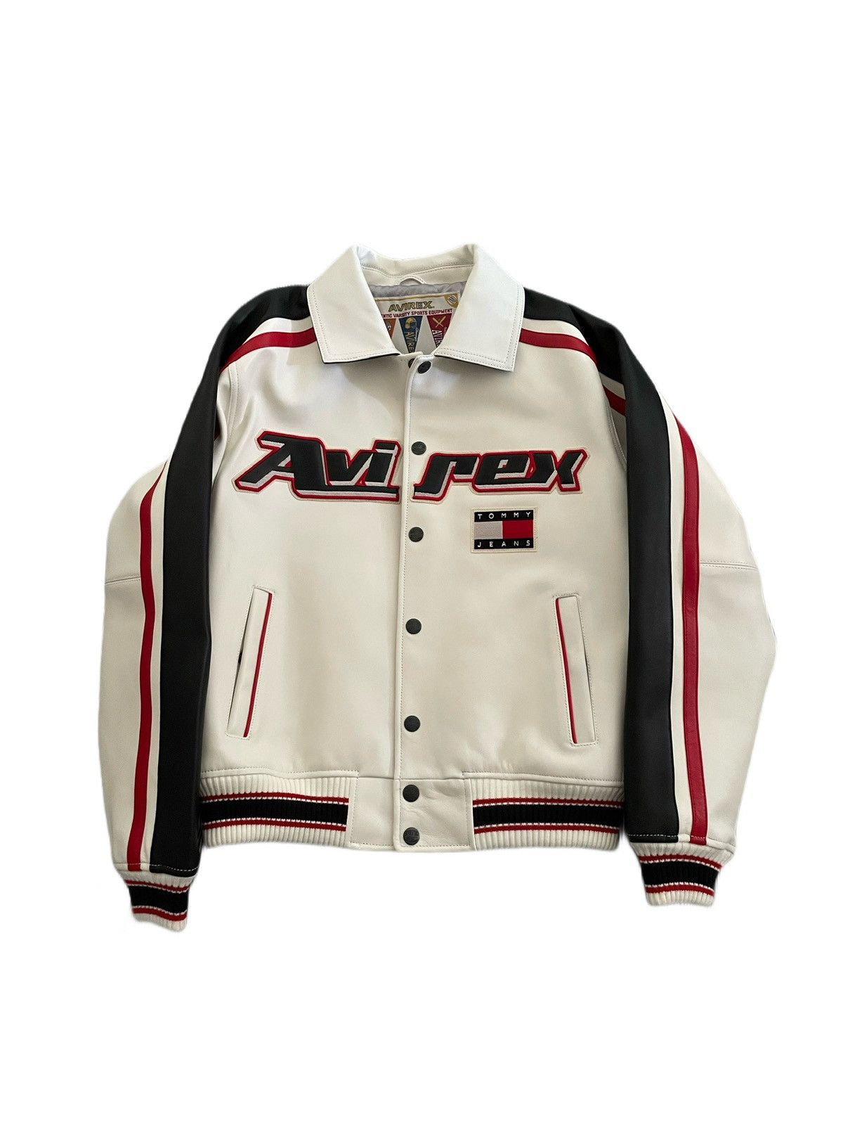 image of Avirex Varsity Jacket x Tommy Jeans Avirex X Tommy Jeans in White, Men's (Size Medium)