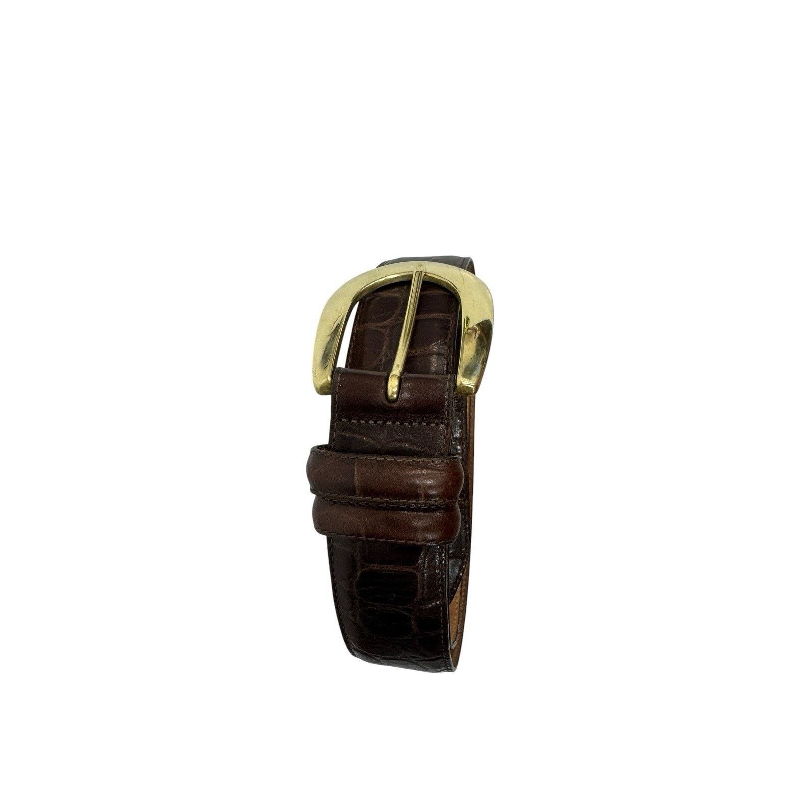 Brighton Brighton Leather Croc Embossed Belt Brass Buckle M Vintage Size ONE SIZE - 5 Thumbnail