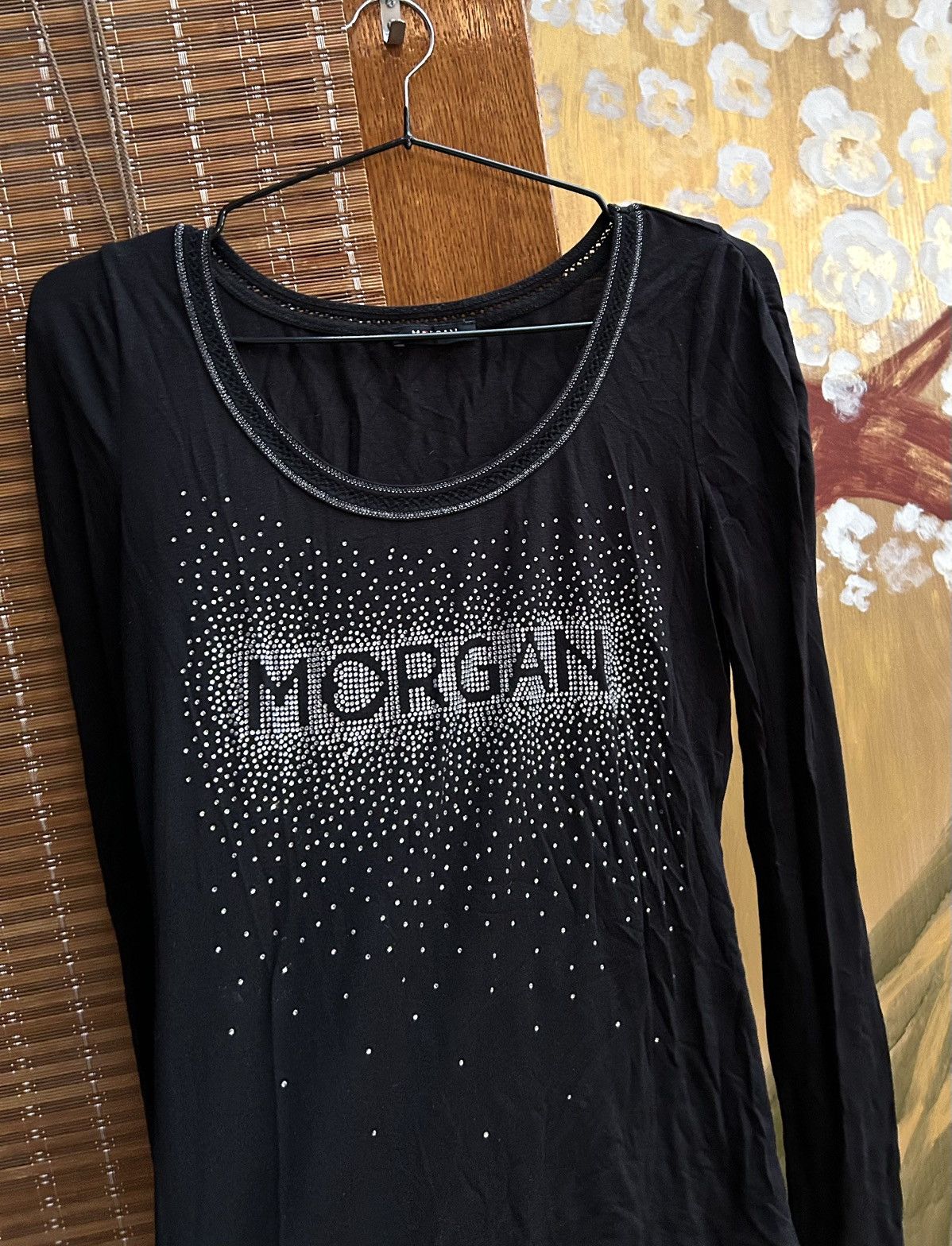 Morgan De Toi Vintage Morgan Rhinestone Logo Long Sleeve Top Black Y2K Size XS / US 0-2 / IT 36-38 - 3 Thumbnail