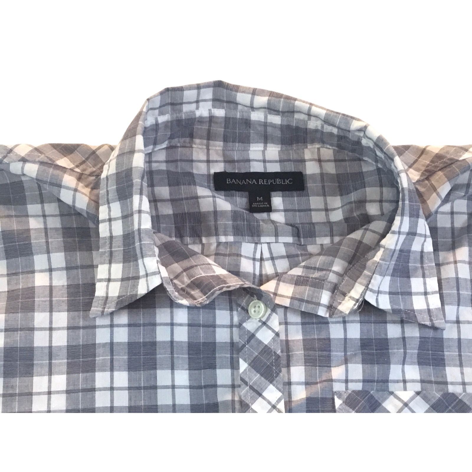Banana Republic Banana Republic Grey Plaid Long Sleeve Pocket Shirt Medium Size US M / EU 48-50 / 2 - 4 Thumbnail