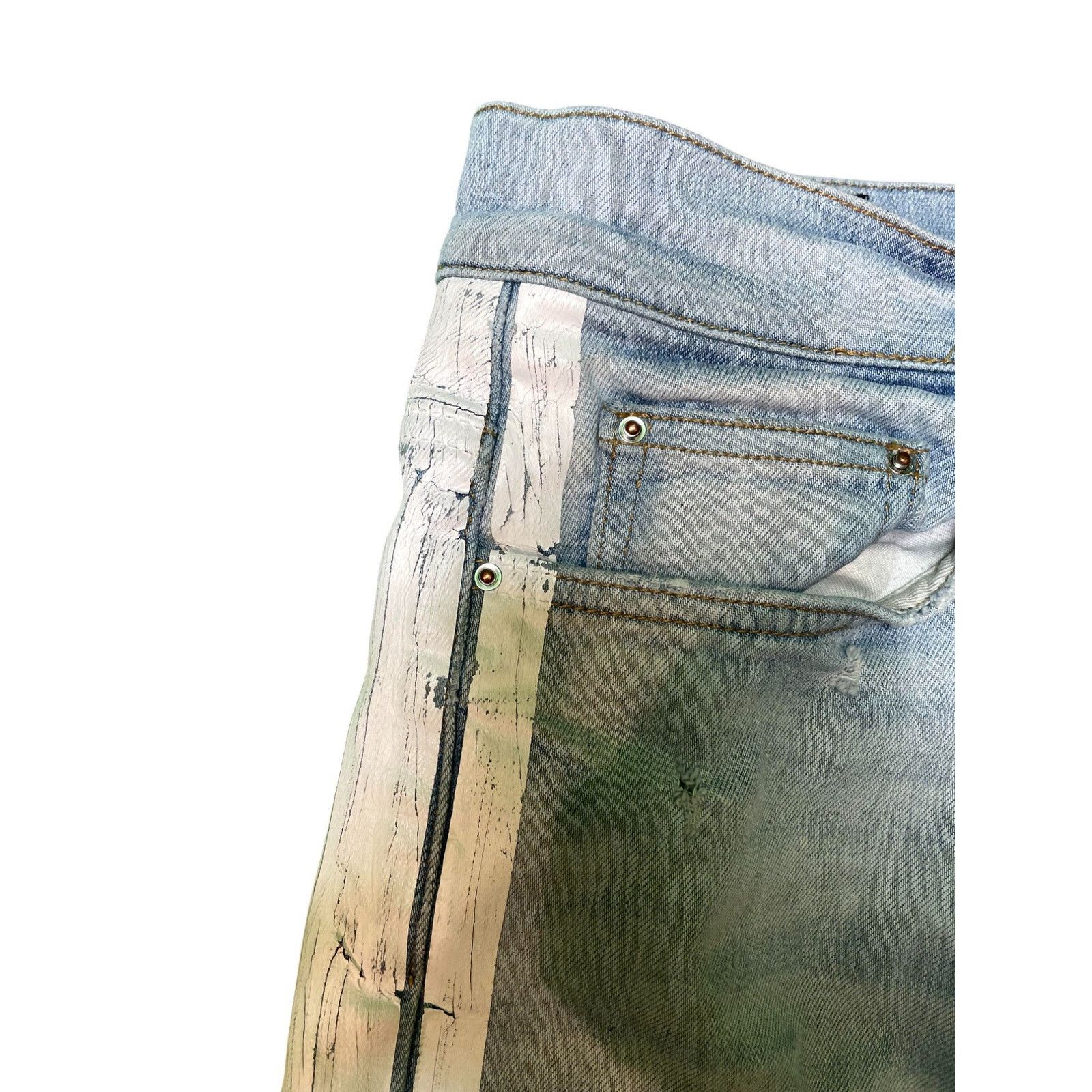Amiri Amiri Thrasher White Stripe Light Wash Jeans Size US 34 / EU 50 - 4 Thumbnail