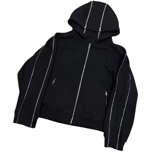Other Fashion Punk Y2K Grunge Dark Gothic Zipper Pocket Hoodies Size US M / EU 48-50 / 2 - 3 Thumbnail
