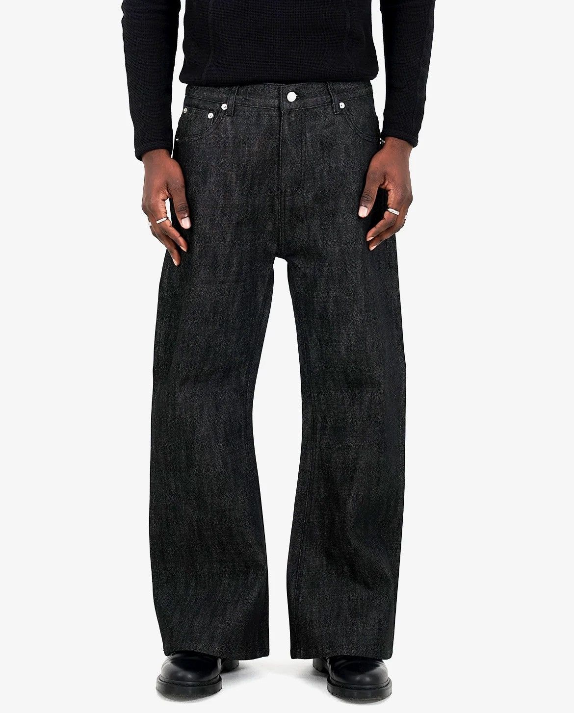 Other Menes Raw Salvaged Bootcut Denim Jeans - Black (SOLD OUT) Size US 36 / EU 52 - 1 Thumbnail
